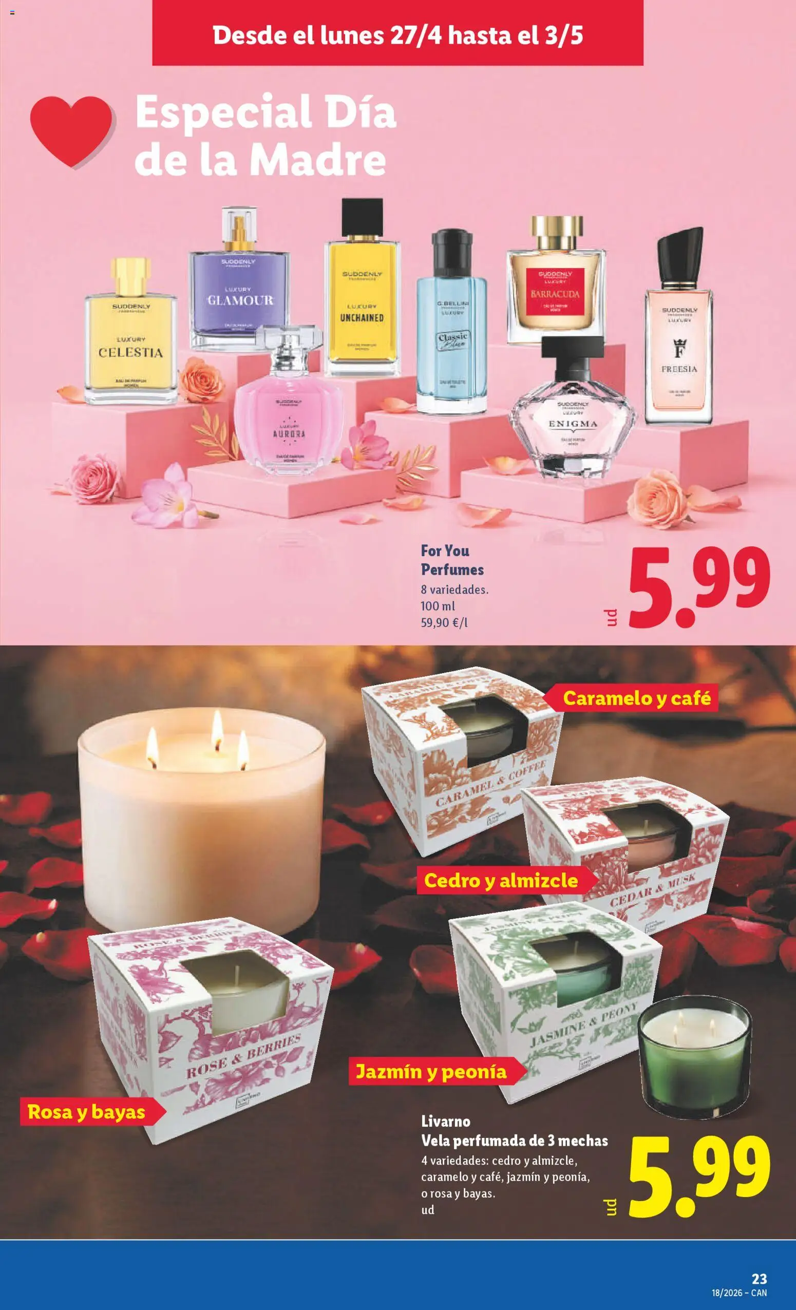 Lidl folleto │ válido desde el 27.04.2026 | Página: 23 | Productos: Perfume, Café, Vela