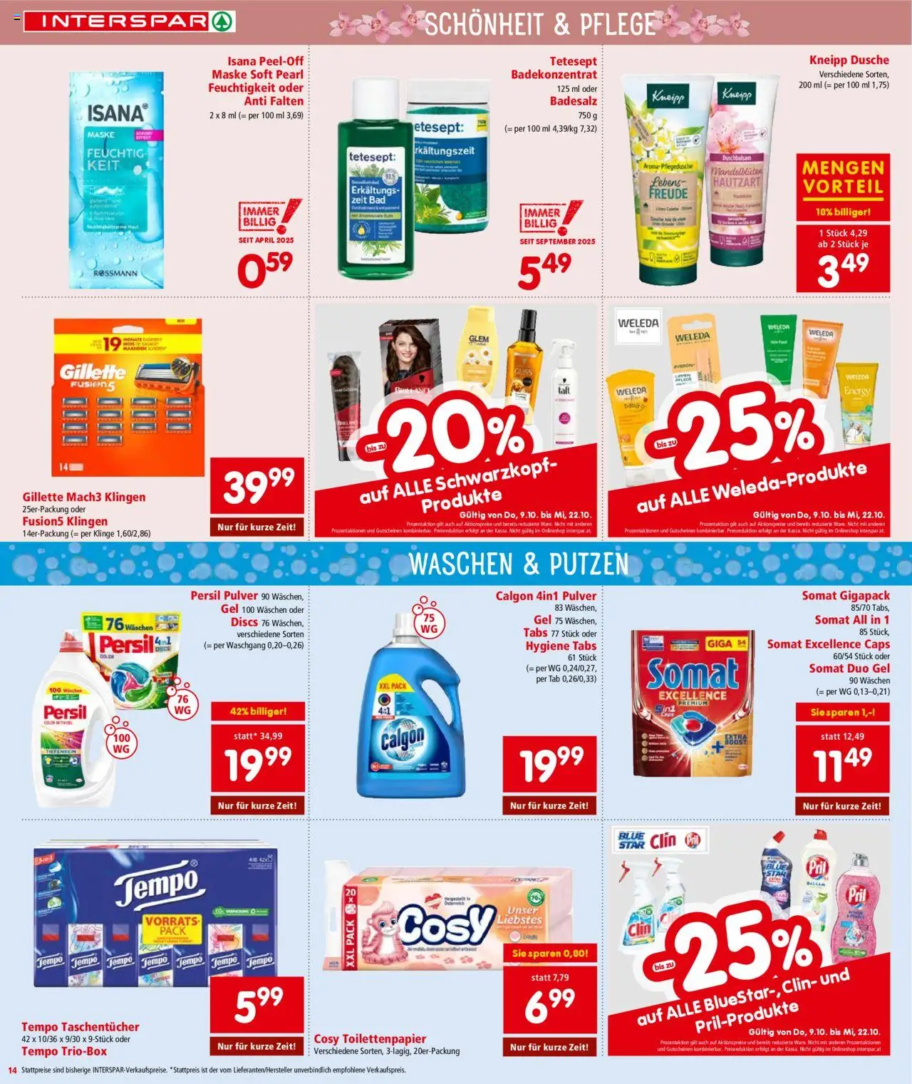 Interspar Flugblatt - Vorarlberg gültig ab 09.10.2025 | Seite: 14 | Produkte: Bad, Dusche, Maske