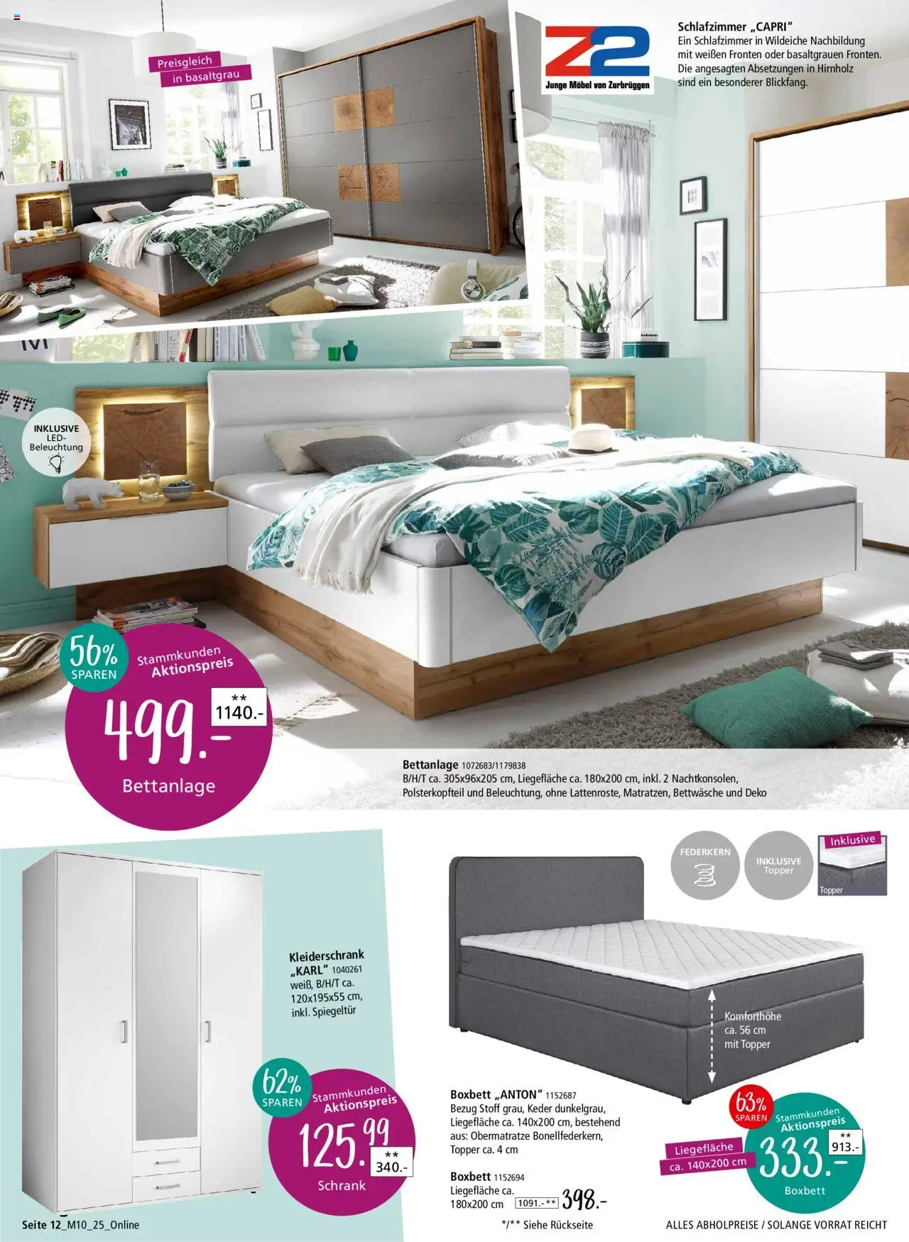 Zurbrüggen - Junges Wohnen - gültig ab dem 09.08.2025 | Seite: 12 | Produkte: Kleiderschrank, Topper, Schrank, Bettwäsche