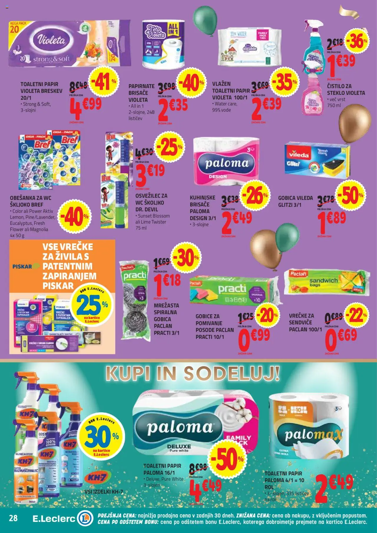 Novi E.leclerc katalog ponudbe – veljaven od 22.10.2025 | Stran: 28 | Izdelki: Toaletni papir, Gobica, Gobice, Breskev