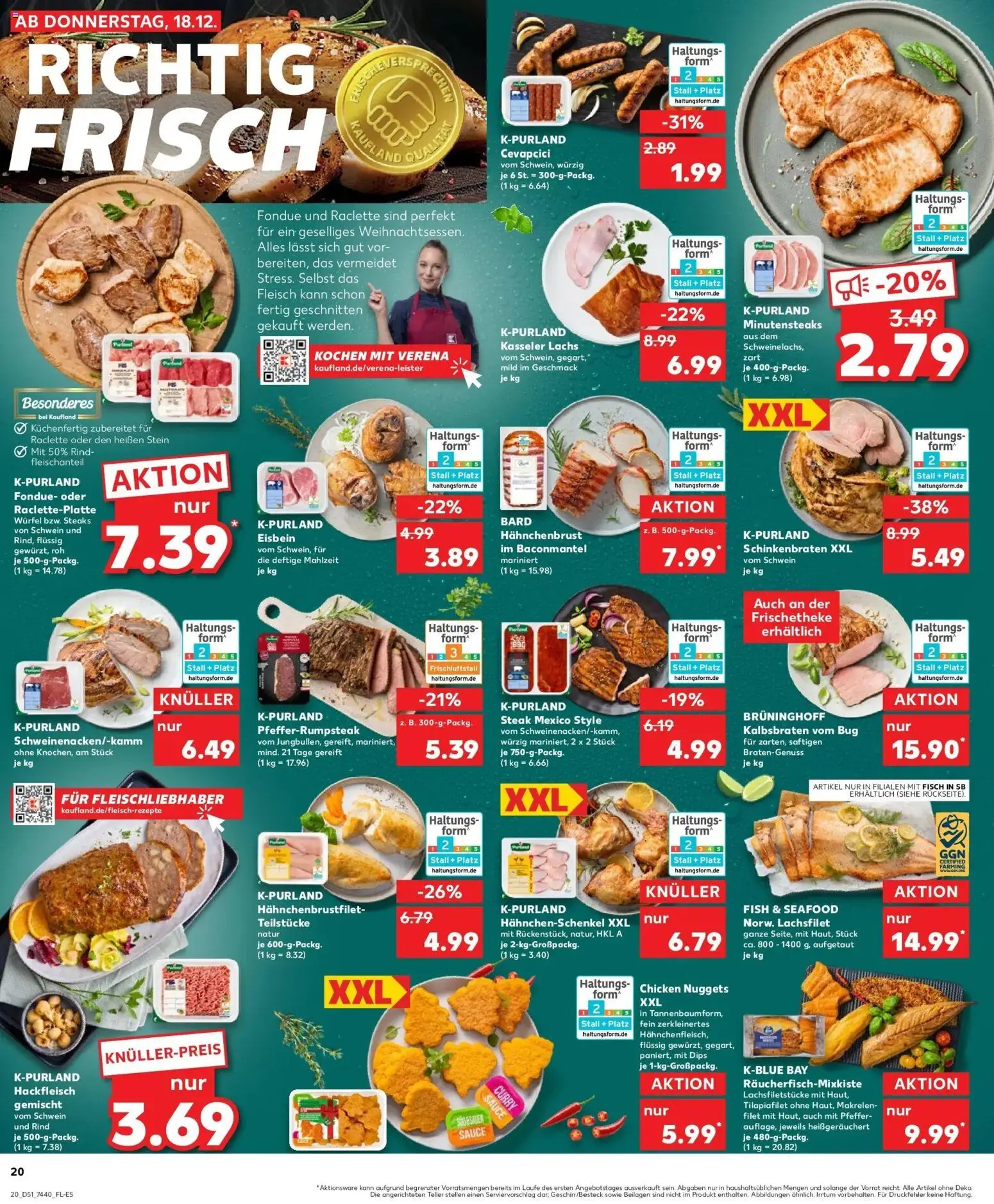 Kaufland prospekt Gevelsberg	 – gültig ab 22.12.2025 | Seite: 20 | Produkte: Hahnchenschenkel, Fisch, Pfeffer, Hackfleisch