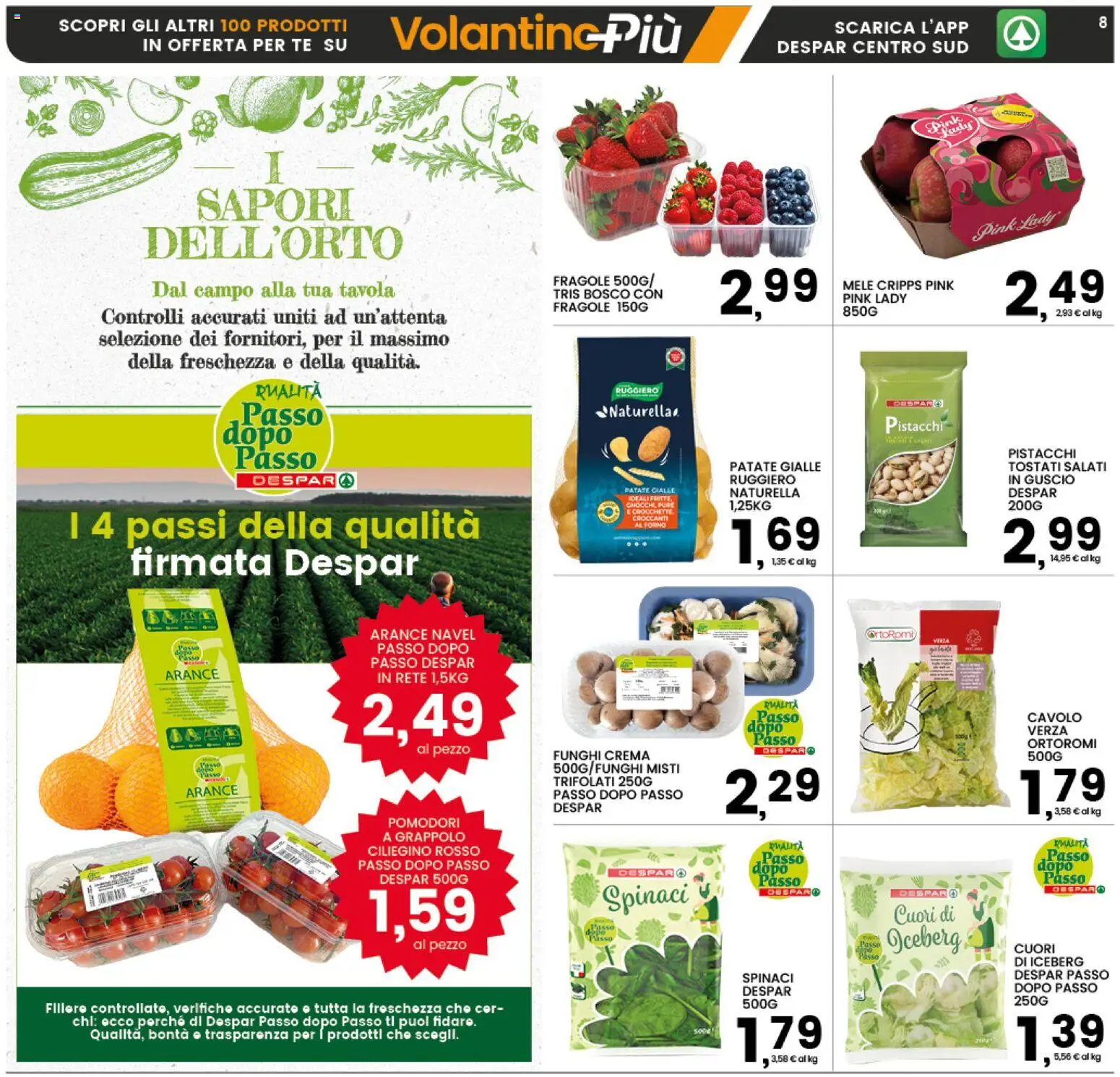 Volantino Interspar del 12.02.2026 | Pagina: 8 | Prodotti: Crema, Mele, Spinaci, Pistacchi