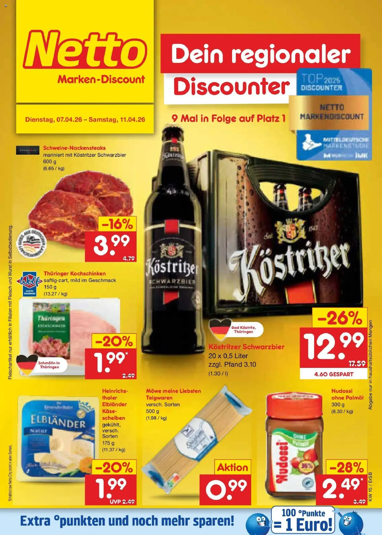 Netto Marken-Discount Prospekt Nordhausen	 – gültig ab 07.04.2026 | Seite: 26 | Produkte: Käse, Kostritzer, Wurst, Fleisch