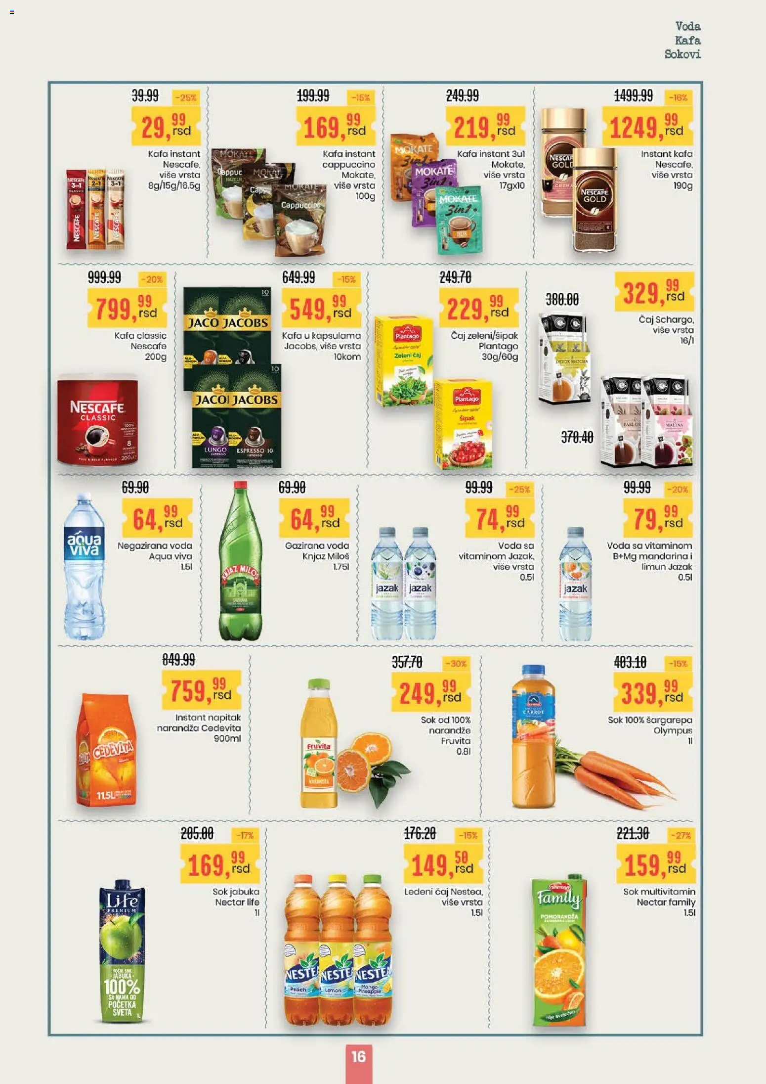 Aroma Market katalog - važi od 19.02.2026 | Strana: 16 | Proizvode: Šargarepa, So, Malina, Sok