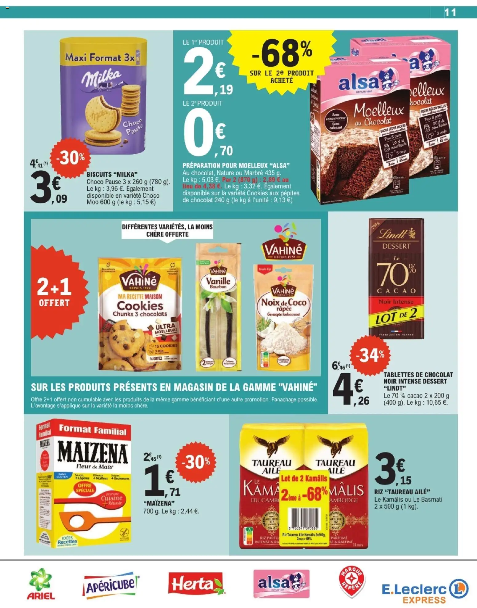 {H1} | Page: 11 | Produits: Ariel, Noix de coco, Tablettes de chocolat, Riz