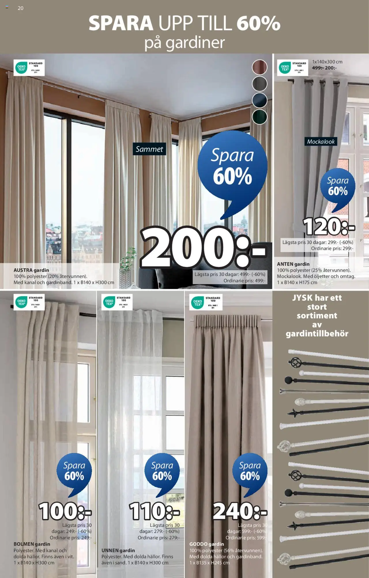 JYSK reklamblad aktuell från 04.08.2025 | Sida: 20 | Produkter: Gardin