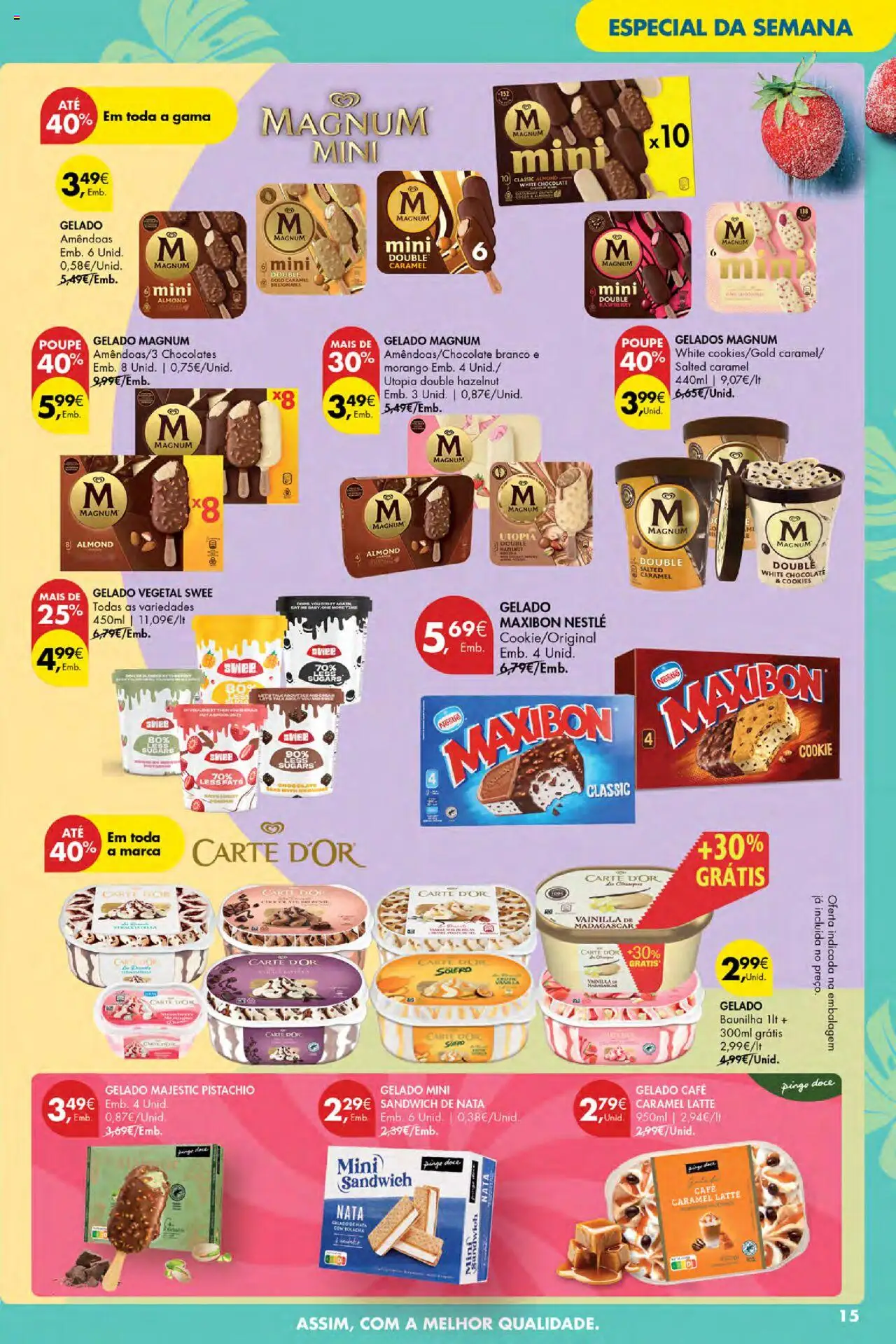 Pingo Doce Poupe Esta Semana Açores │ válido de 14.08.2025 | Página: 15 | Produtos: Gelado, Café, Chocolate, Nata