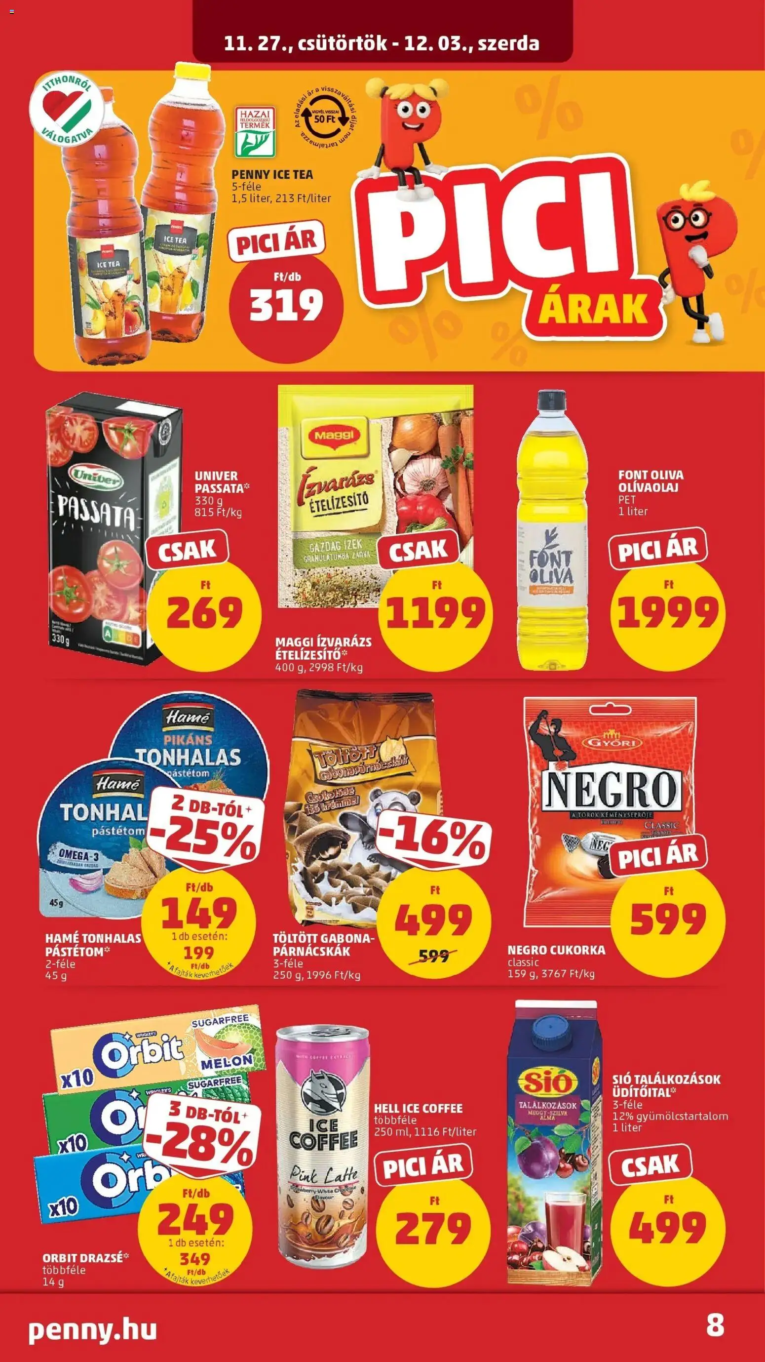 PENNY akciós ujság - amely érvényes a következő dátumtól: 26.11.2025 | Oldal: 8 | Termékek: Drazsé, Maggi, Pástétom, Alma