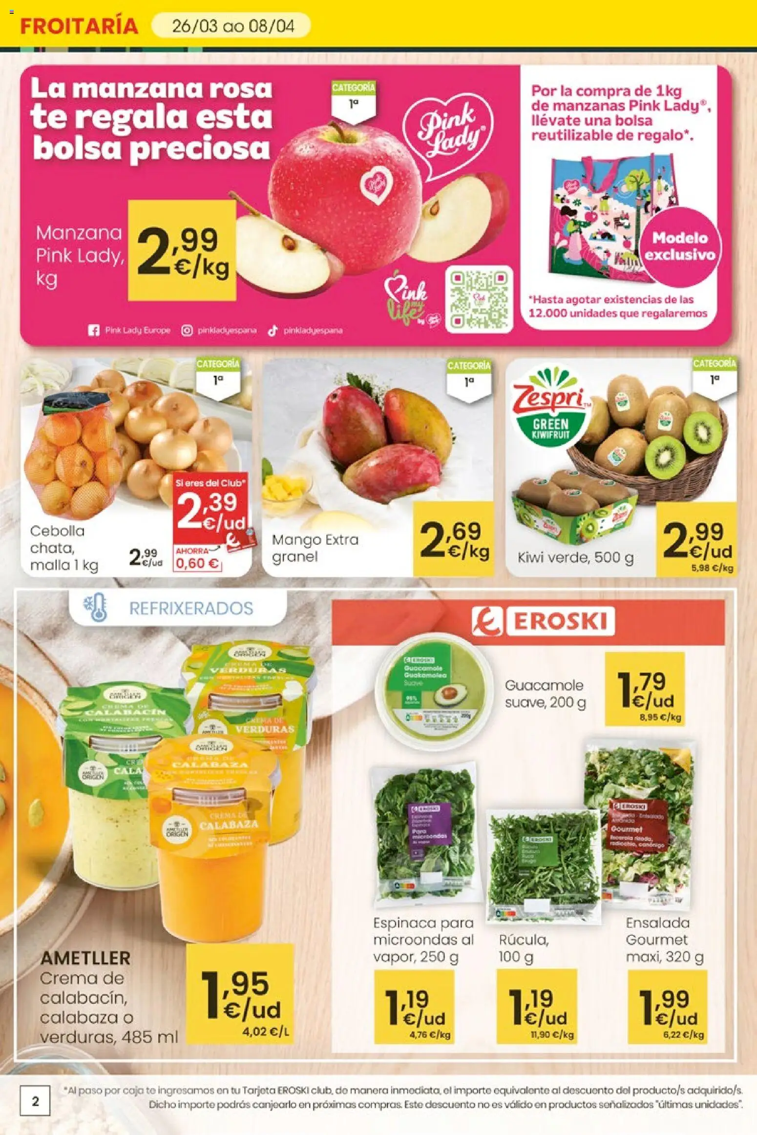 Eroski - Quieres ahorrar conmigo │ válido desde el 26.03.2026 | Página: 2 | Productos: Πράσινο τσάι, Manzanas, Ensalada, Παγωμένο τσάι