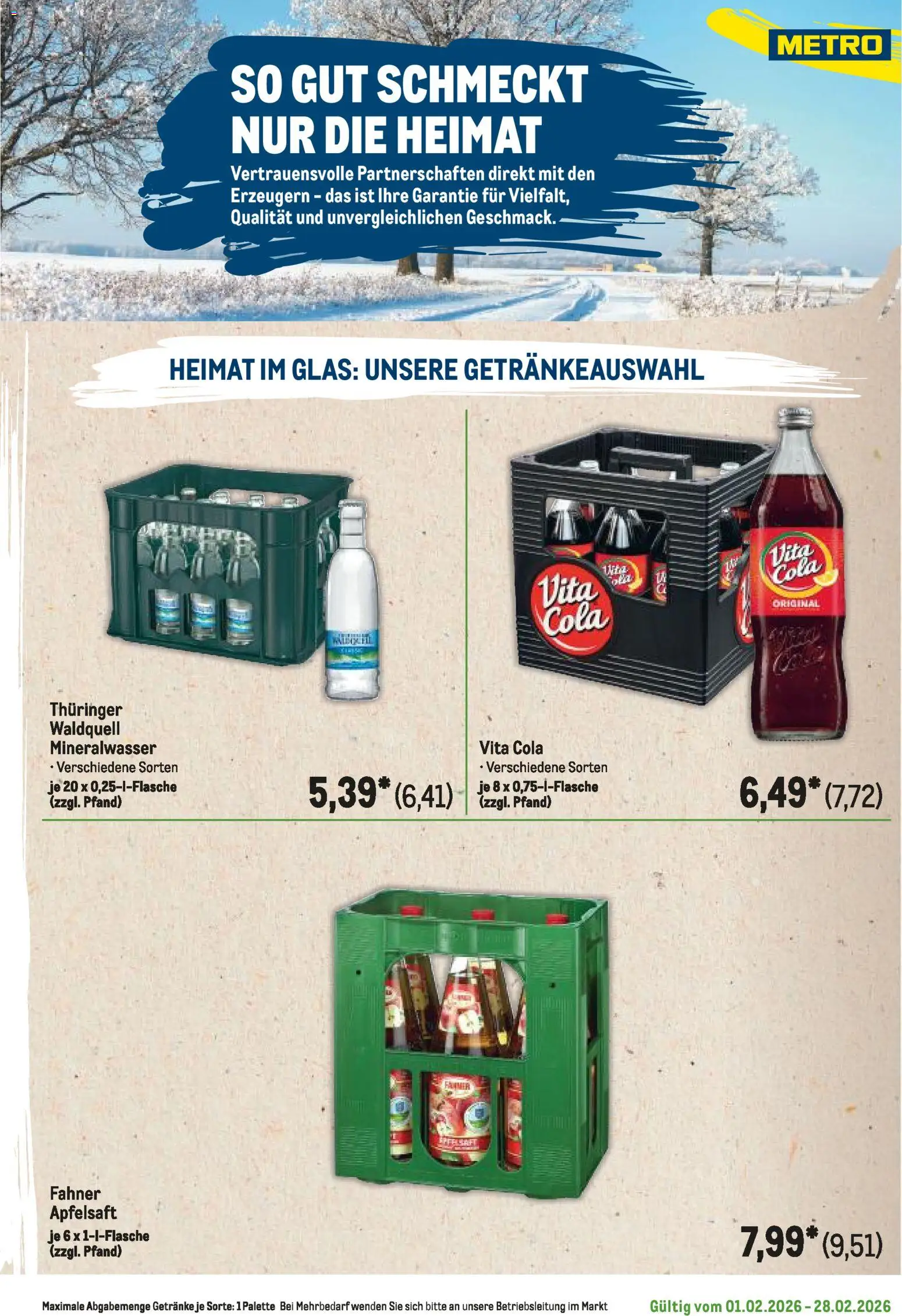 Metro Regionaler Flyer – gültig ab 01.02.2026 | Seite: 101 | Produkte: Cola, Apfelsaft, Mineralwasser, Vita cola