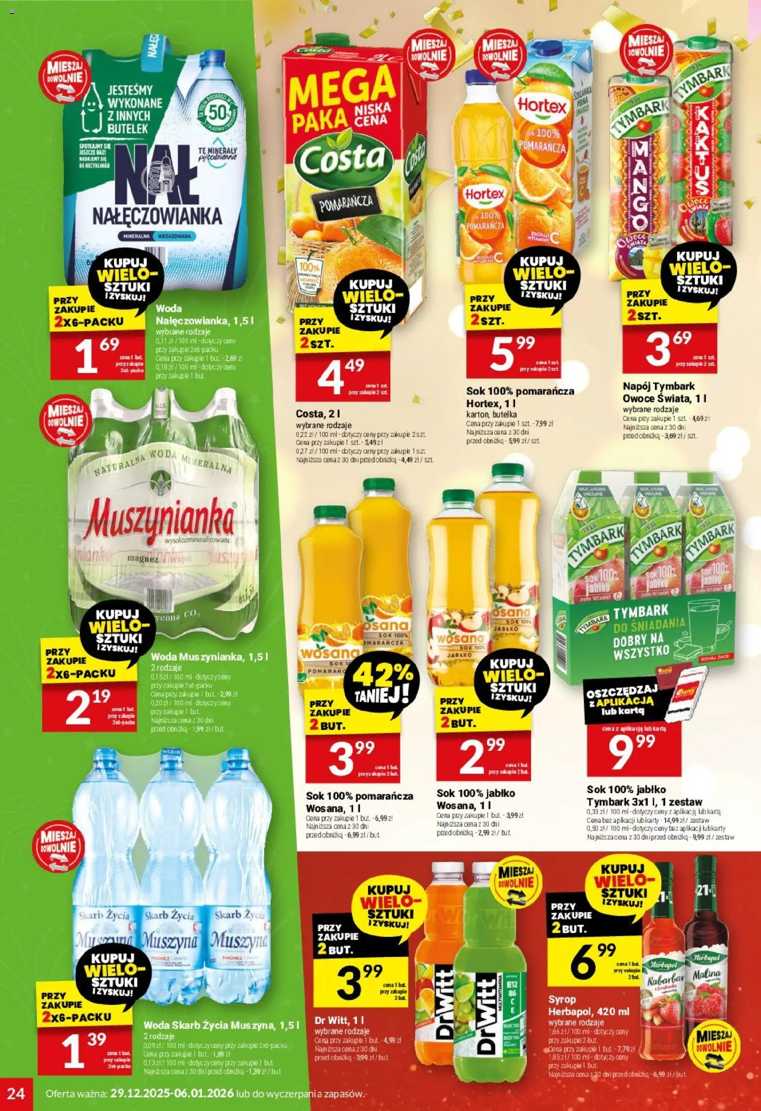 Twój Market Gazetka od 29.12.2025 | Strona: 24 | Produkty: Syrop, Sok, Woda, Owoce