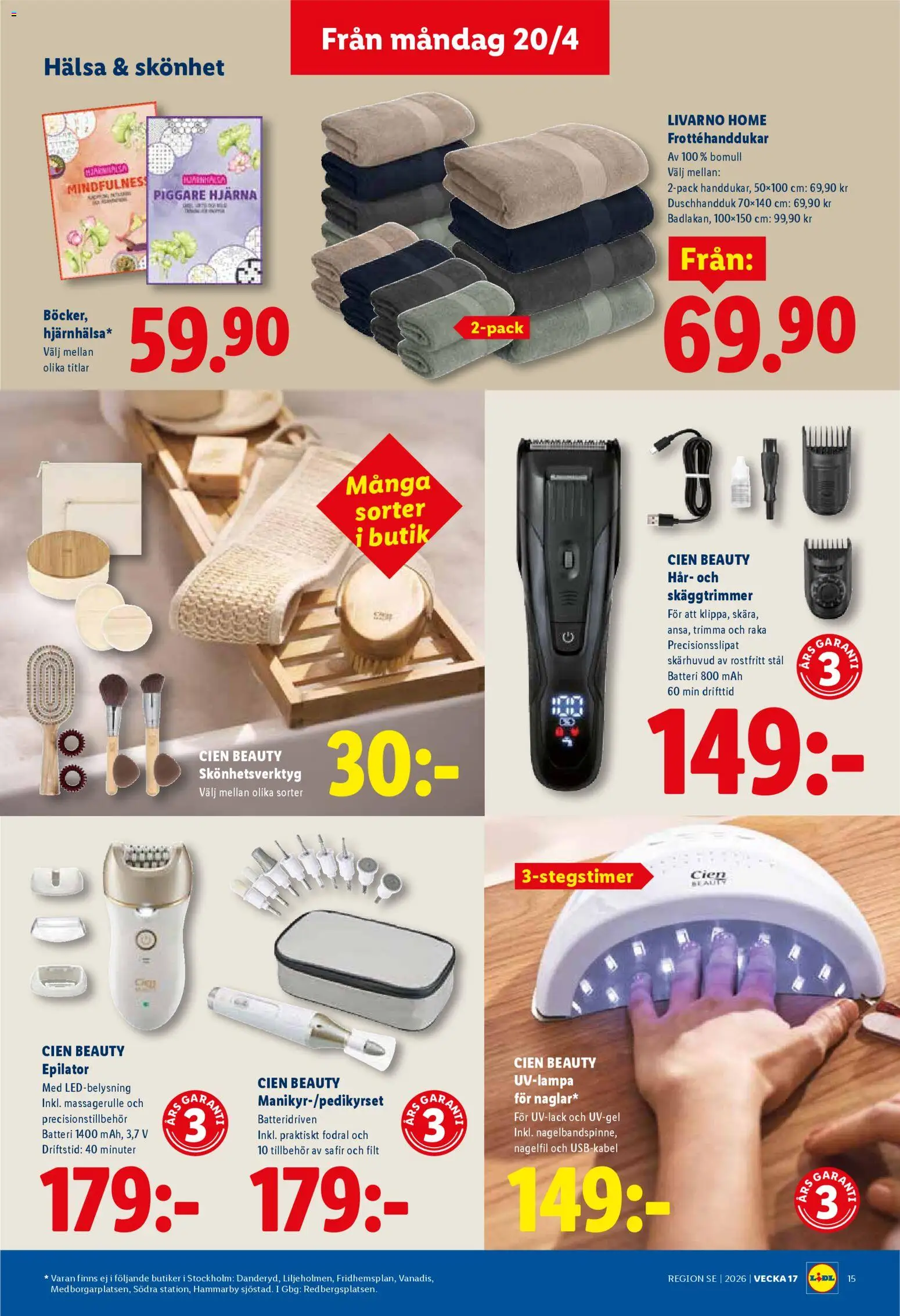 Lidl reklamblad aktuell från 20.04.2026 | Sida: 17 | Produkter: Epilator, Duschhandduk, Filt, Batteri