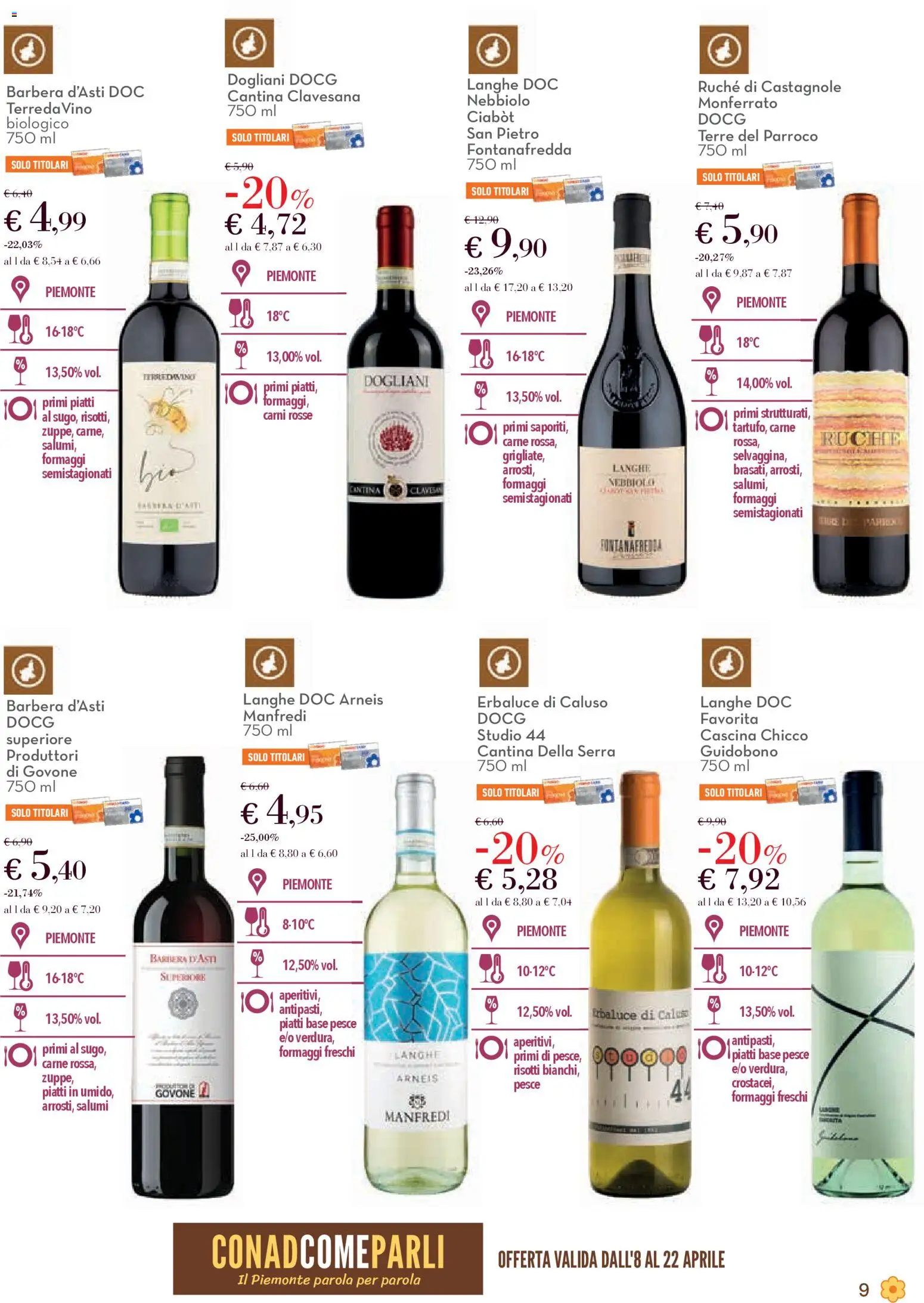 Volantino Conad del 08.04.2026 | Pagina: 9 | Prodotti: Pesce, Vino