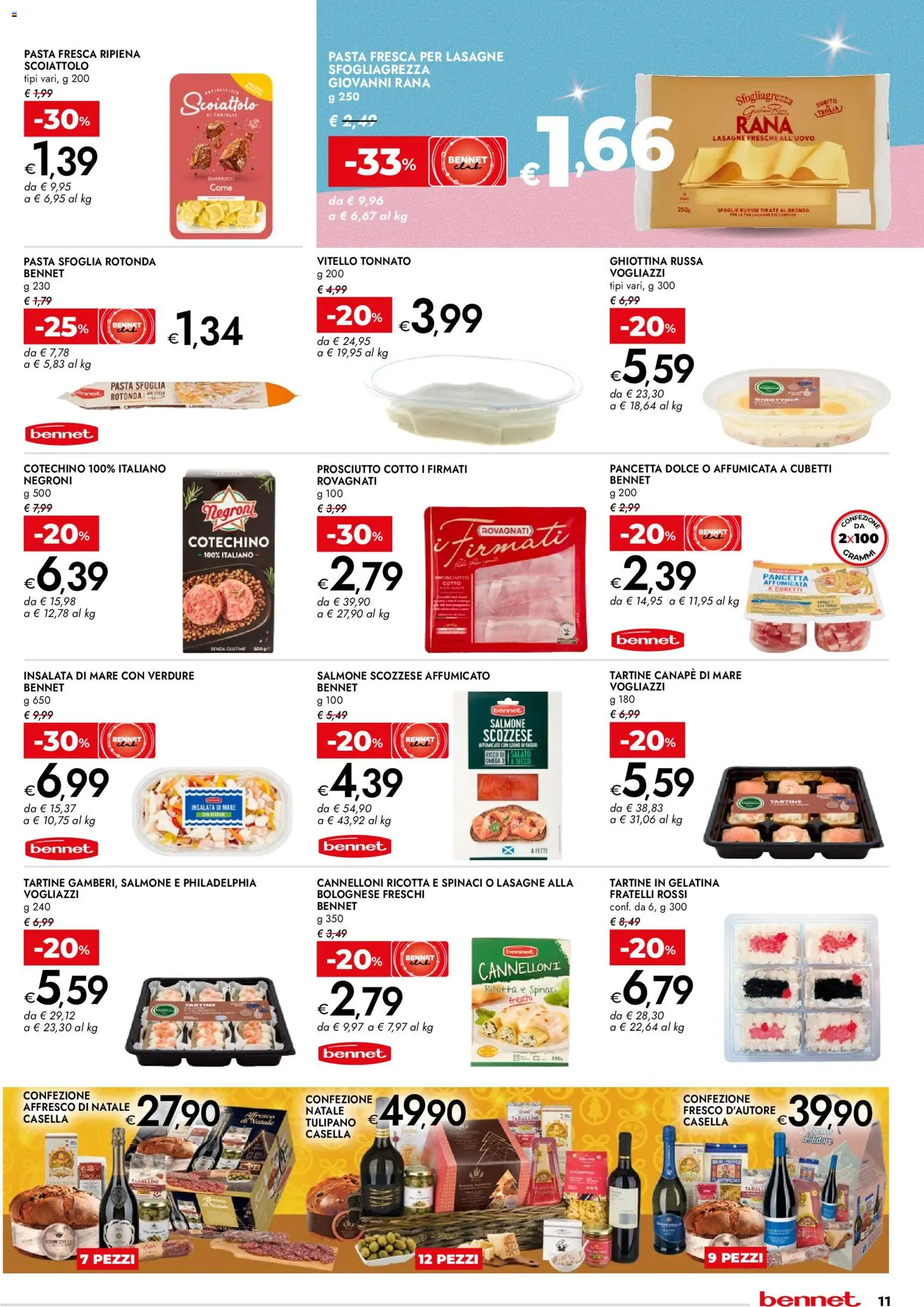 Volantino bennet del 11.12.2025 | Pagina: 11 | Prodotti: Pasta sfoglia, Pancetta, Vitello, Cotechino