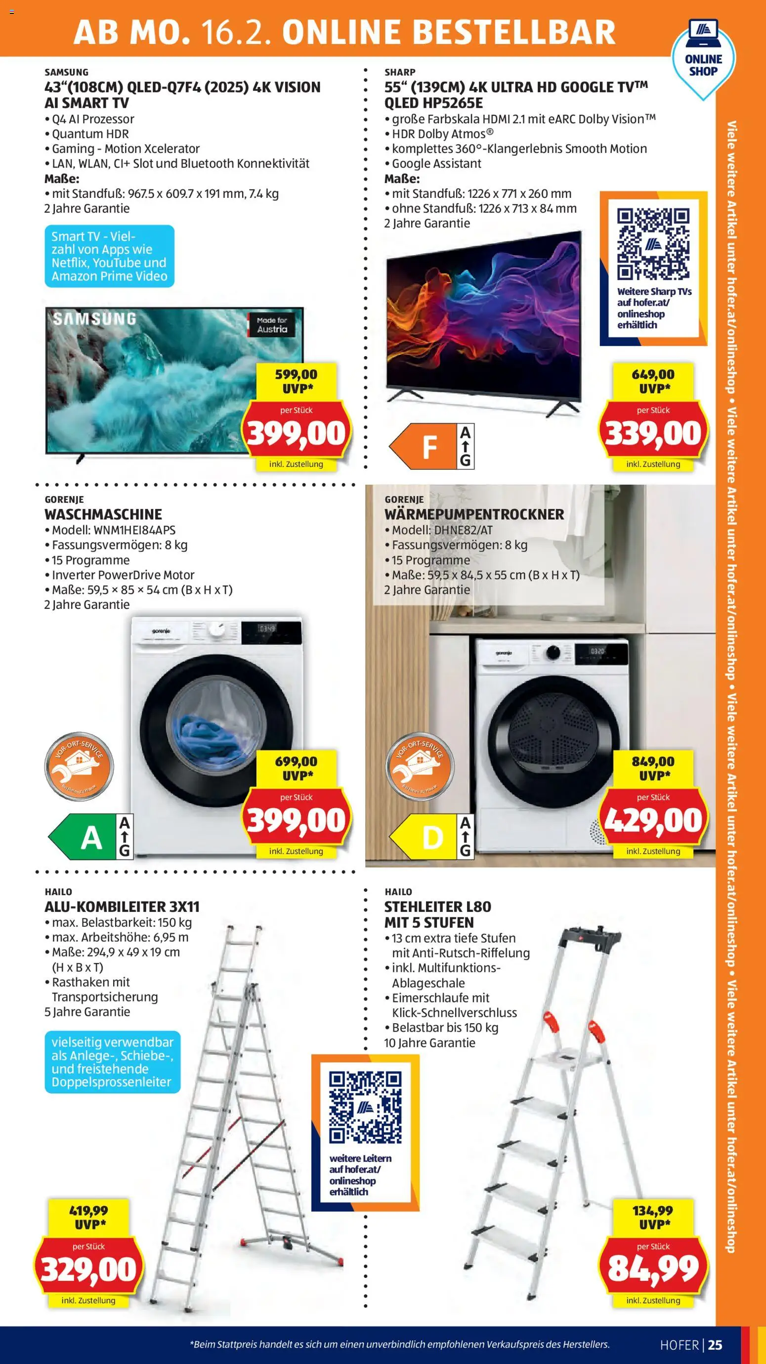 Hofer AT akciós ujság - amely érvényes a következő dátumtól: 13.02.2026 | Oldal: 29 | Termékek: Videó, TV, Smart tv, Samsung