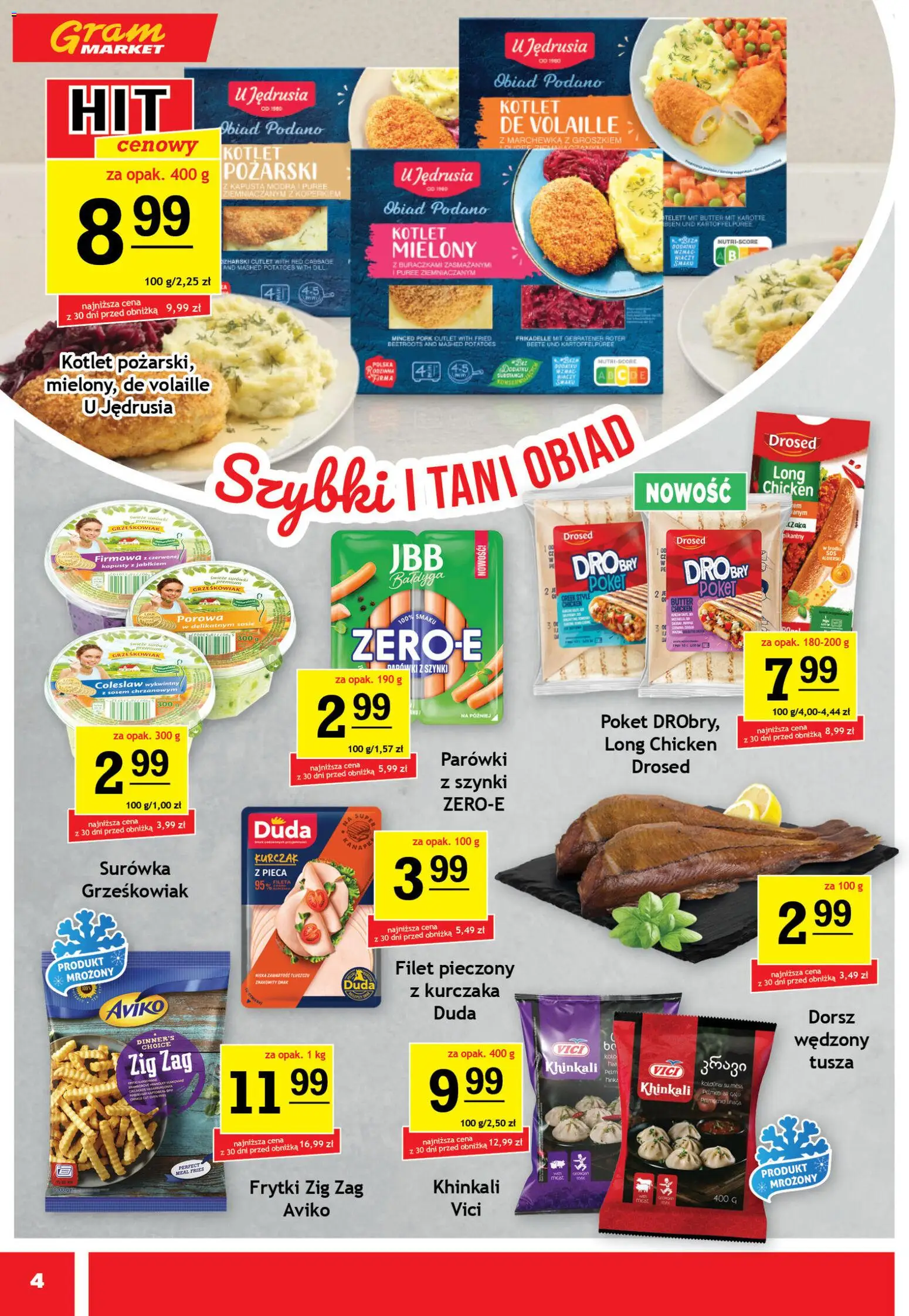 Gram Market gazetka od 15.04.2026 | Strona: 4 | Produkty: Kurczak, Parówki, Dorsz, Frytki