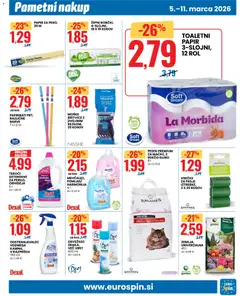Eurospin katalog akcije – veljaven od 05.03.2026 | Stran: 9 | Izdelki: Toaletni papir, Kos, Detergent