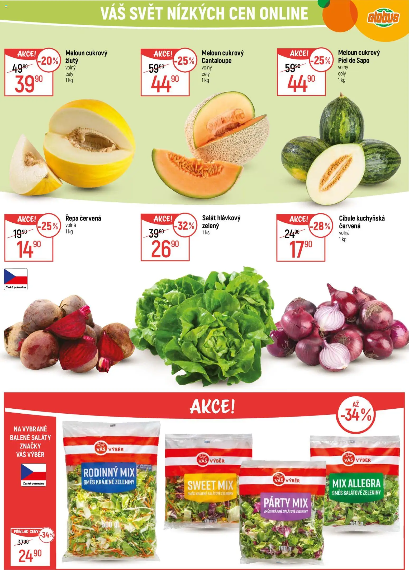 Globus leták - Praha Čakovice od 04.03.2026 | Strana: 13 | Produkty: Meloun, Saláty, Salát, Cibule