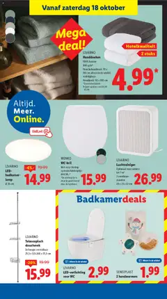 WENKO WC-bril, Met easy closing-systeem Adviesprijs: €44.99,-* *De adviesprijs is de prijs geadviseerd door de fabrikant. - Voorbeeld van een folder van Lidl, geldig van 13.10.2025 | Pagina: 39 | Producten: Handdoeken, Wc, Toilet, Handdoek