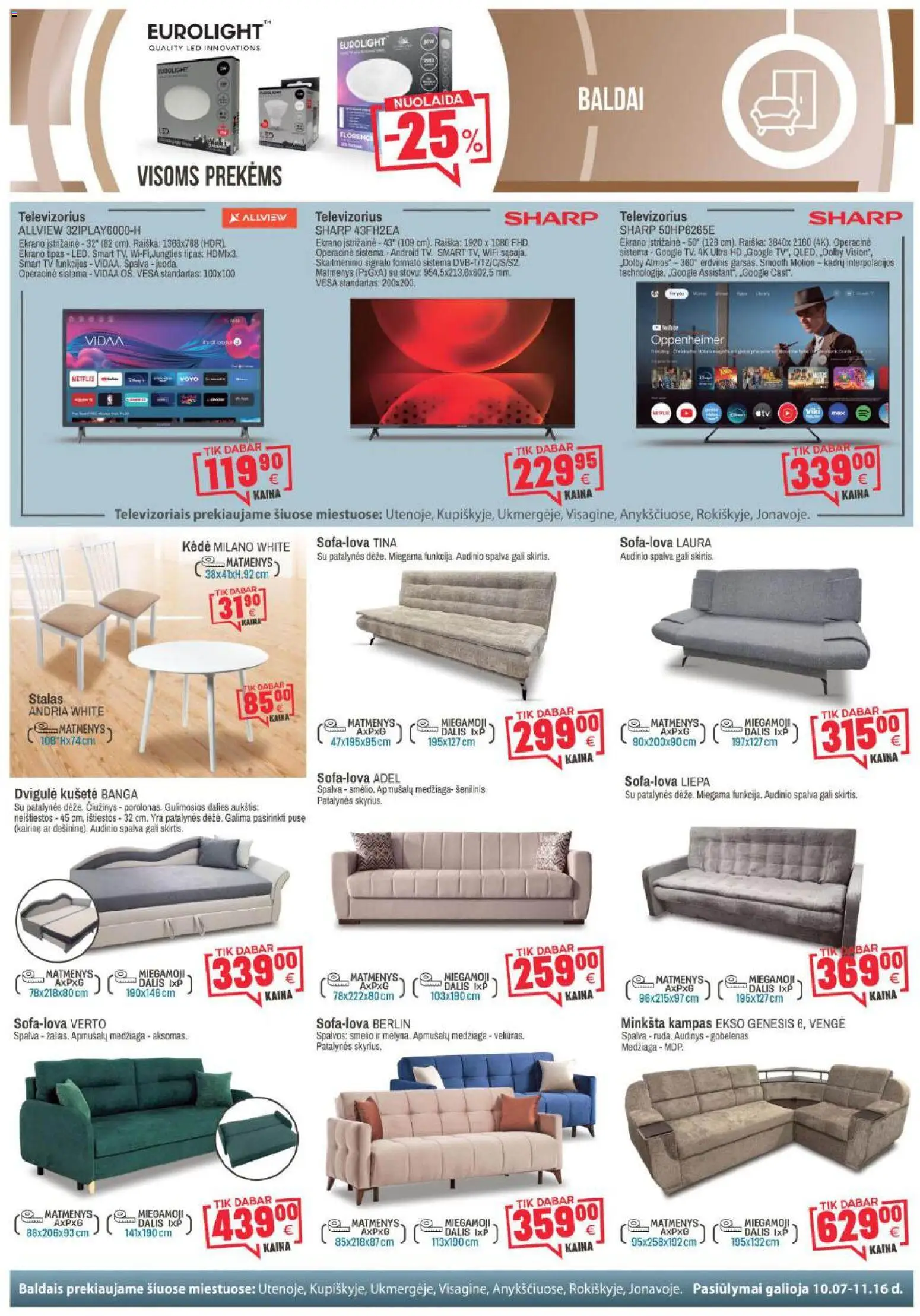 BIKUVA akcijos nuo 25.11.2025 | Puslapis: 15 | Prekių: Čiužinys, Tv, Televizorius, Kėdė
