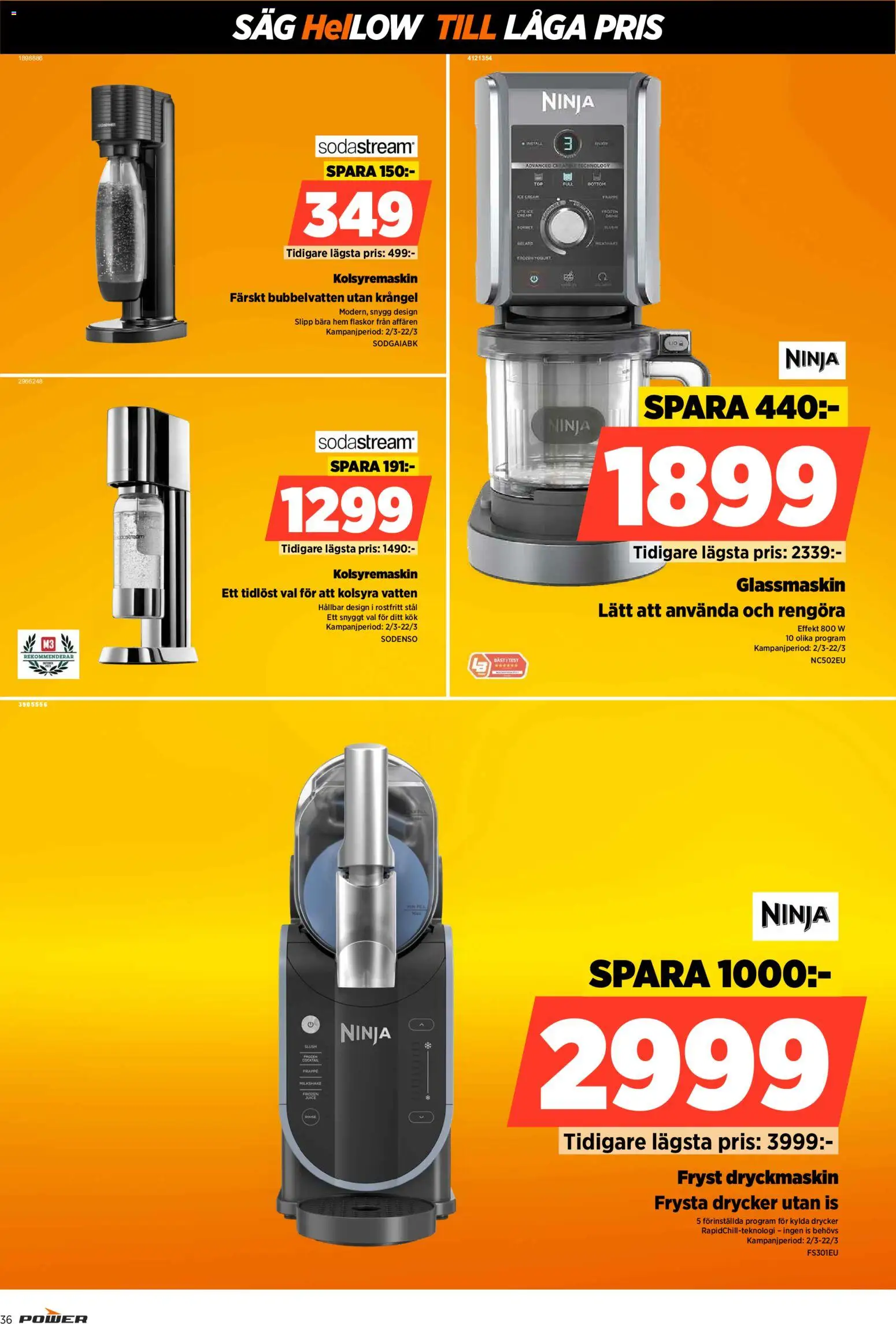 Power reklamblad aktuell från 09.03.2026 | Sida: 36 | Produkter: Såg, Glassmaskin, Kolsyremaskin