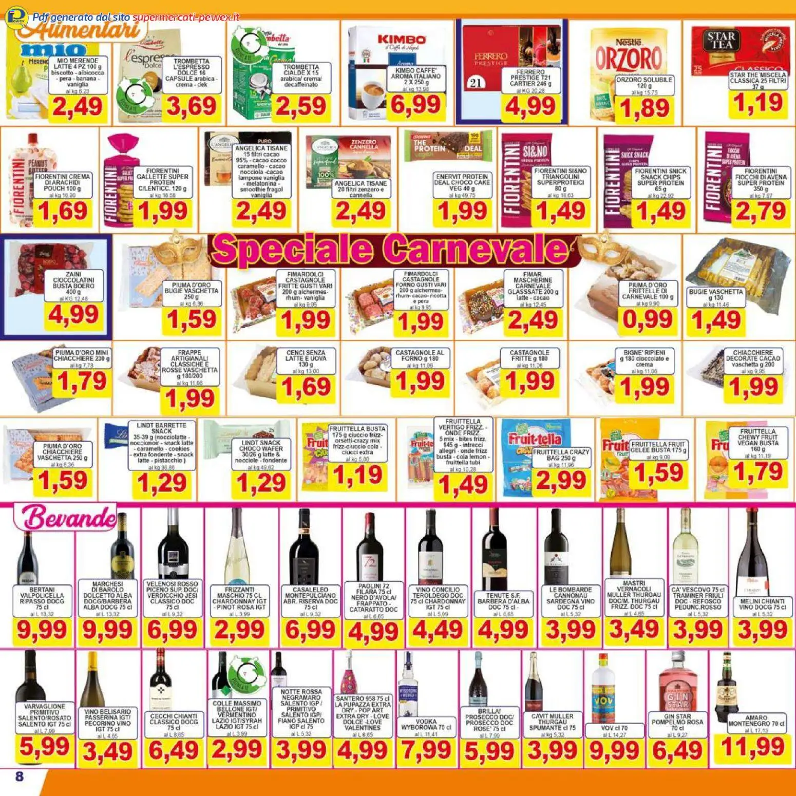Volantino Pewex del 13.02.2026 | Pagina: 8 | Prodotti: Gin, Ricotta, Arachidi, Cioccolatini