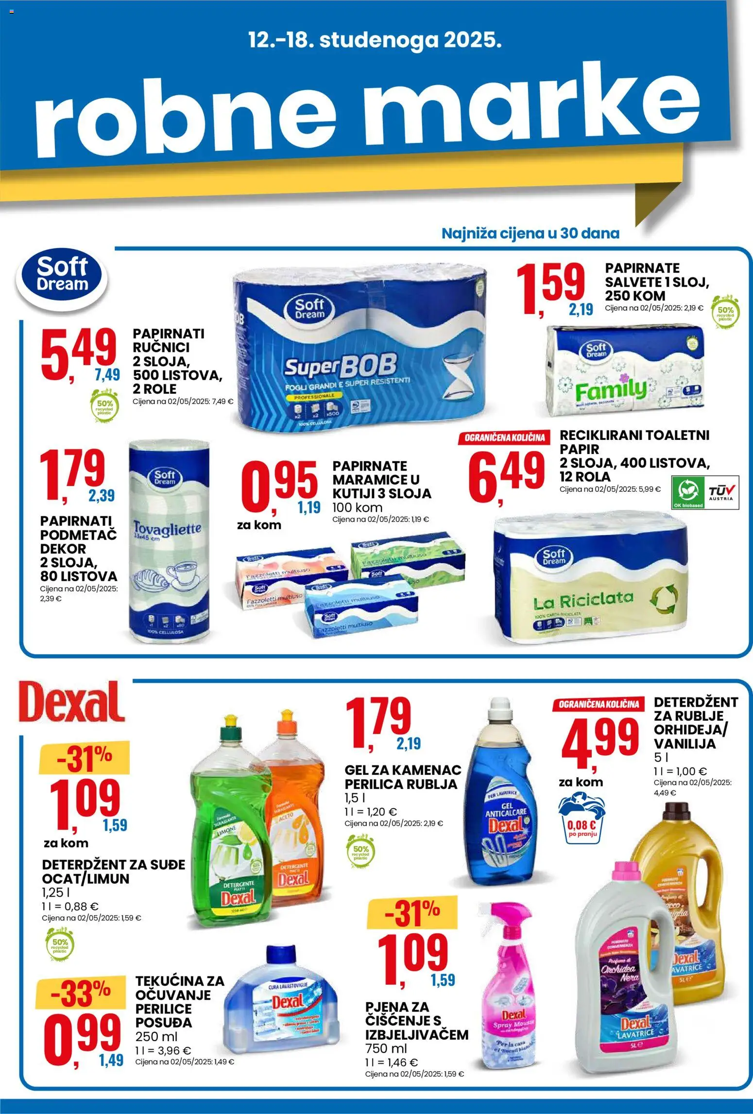 Eurospin katalog | vrijedi od 12.11.2025 | Stranica: 5 | Proizvodi: Role, Deterdžent, Papirnati ručnici, Salvete