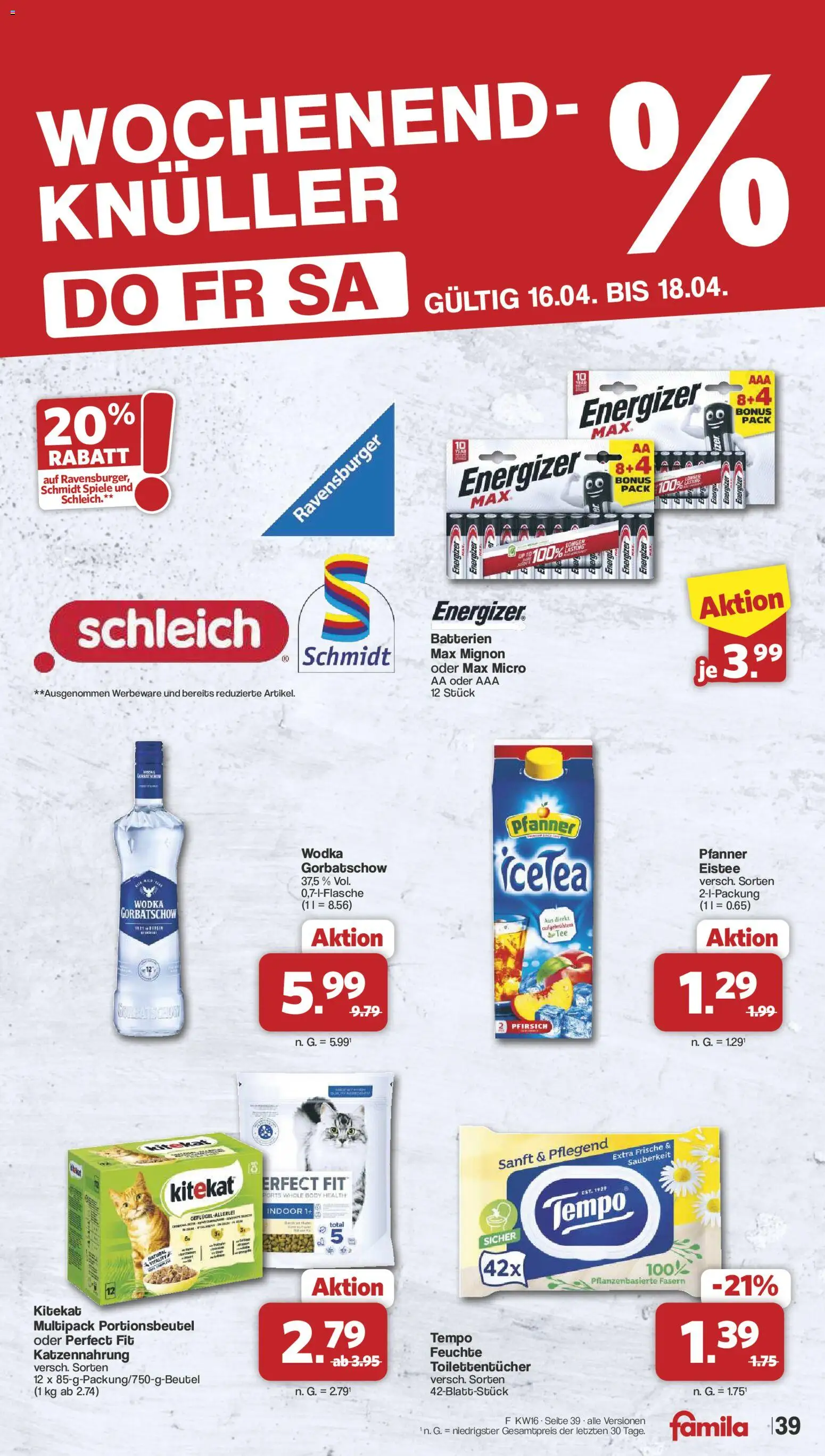 Famila Nordwest Prospekt 	 – gültig ab 13.04.2026 | Seite: 45 | Produkte: Pfanner eistee, Tempo, Pfirsich, Wodka