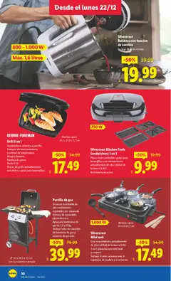 Vista previa Parrilla de gas, De acero inoxidable de alto rendimiento, regulables por separado. Sistema de encendido piezoeléctrico. Apta para bombonas de gas de 5,8 y 11 kg. Incluye tubo de conexión de bombona de gas y reductor de presión. 93 x 94,5 x 52 cm, con la cubierta cerrada válido desde el 22.12.2025 | Página: 10