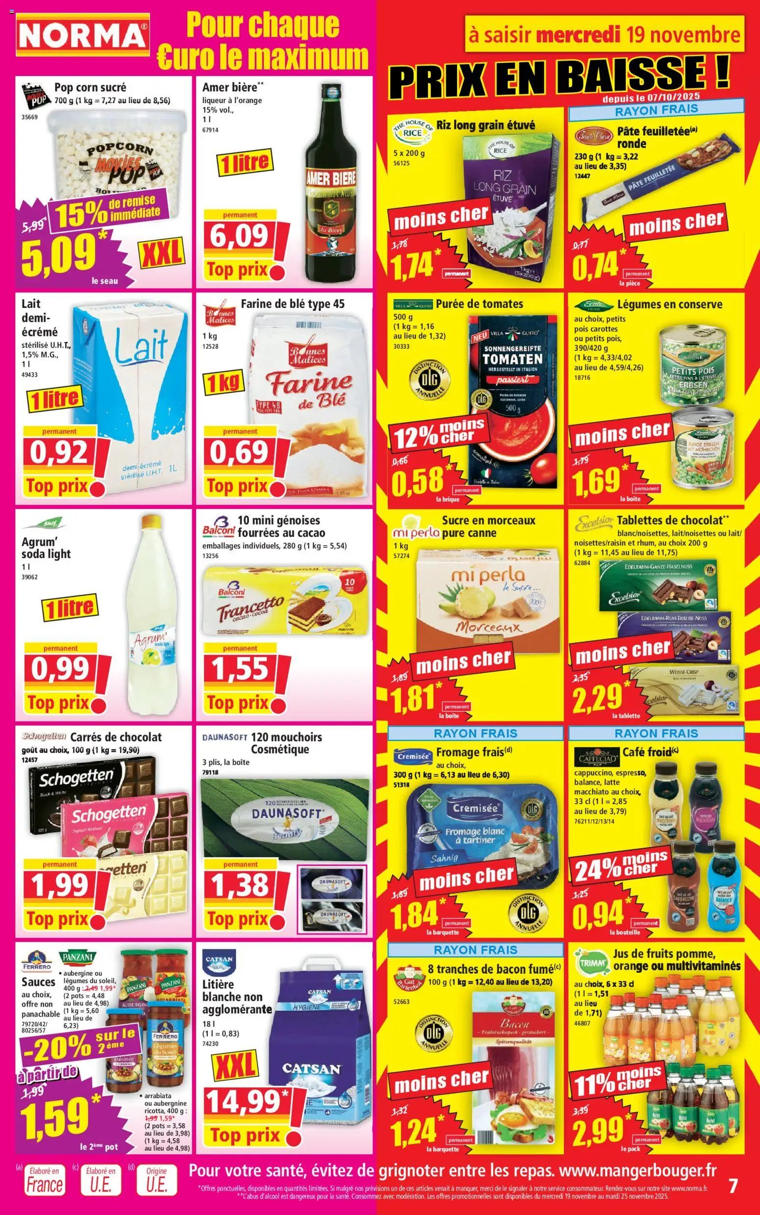 {H1} | Page: 7 | Produits: Carottes, Sucre, Tablettes de chocolat, Chocolat