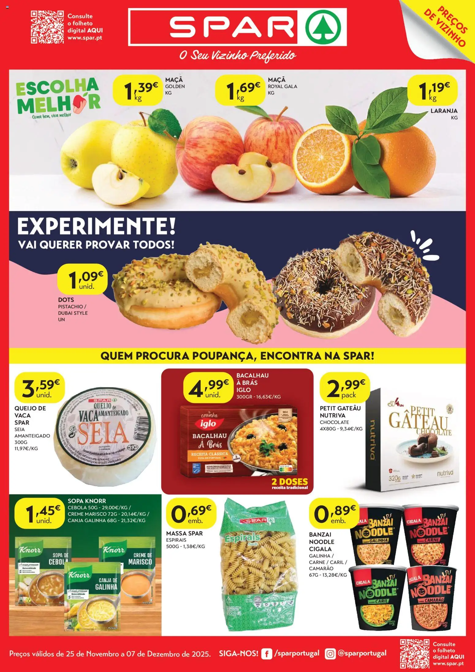 Spar - folheto │ válido de 25.11.2025 | Página: 1 | Produtos: Bacalhau, Petit Gateau, Carne, Massa