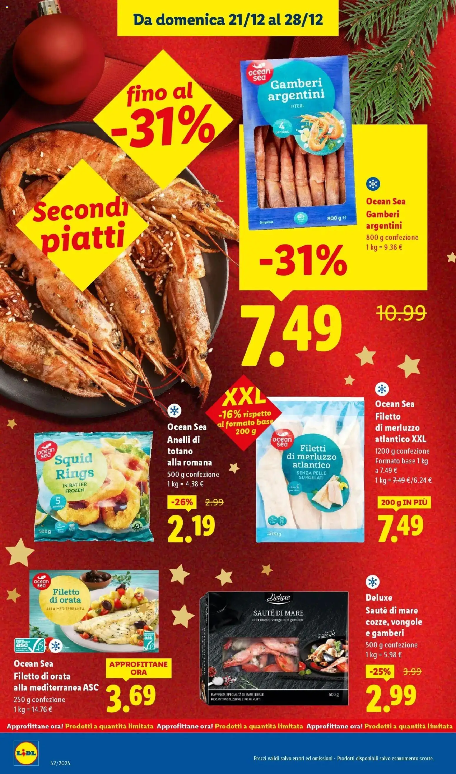 LIDL volantino della prossima settimana dal ﻿20/12/2025﻿ 📣 | Pagina: 12 | Prodotti: Merluzzo, Gamberi, Vongole, Orata