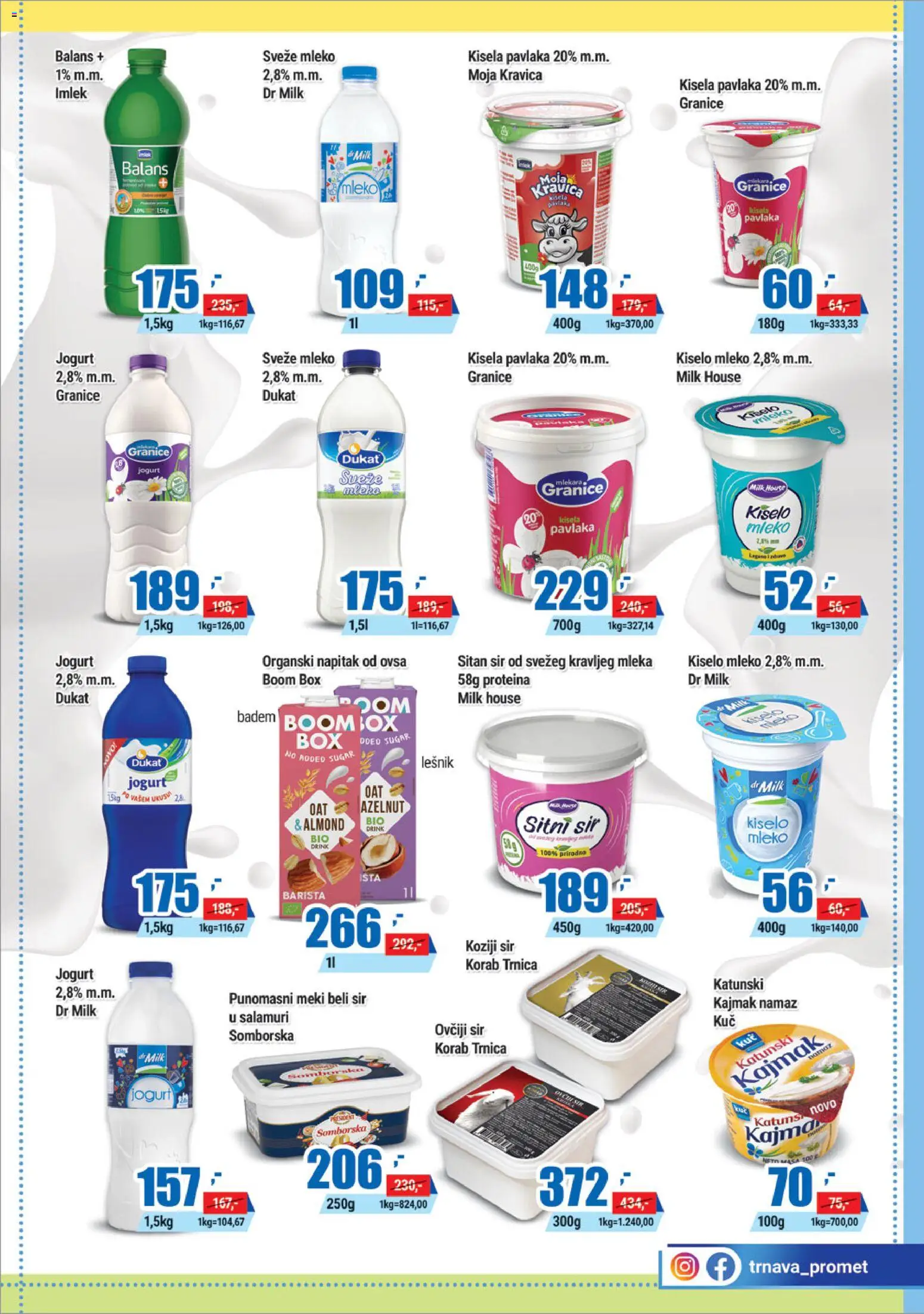 Trnava Promet katalog - važi od 12.02.2026 | Strana: 5 | Proizvode: Sveže mleko, Mleko, Sir, Kajmak