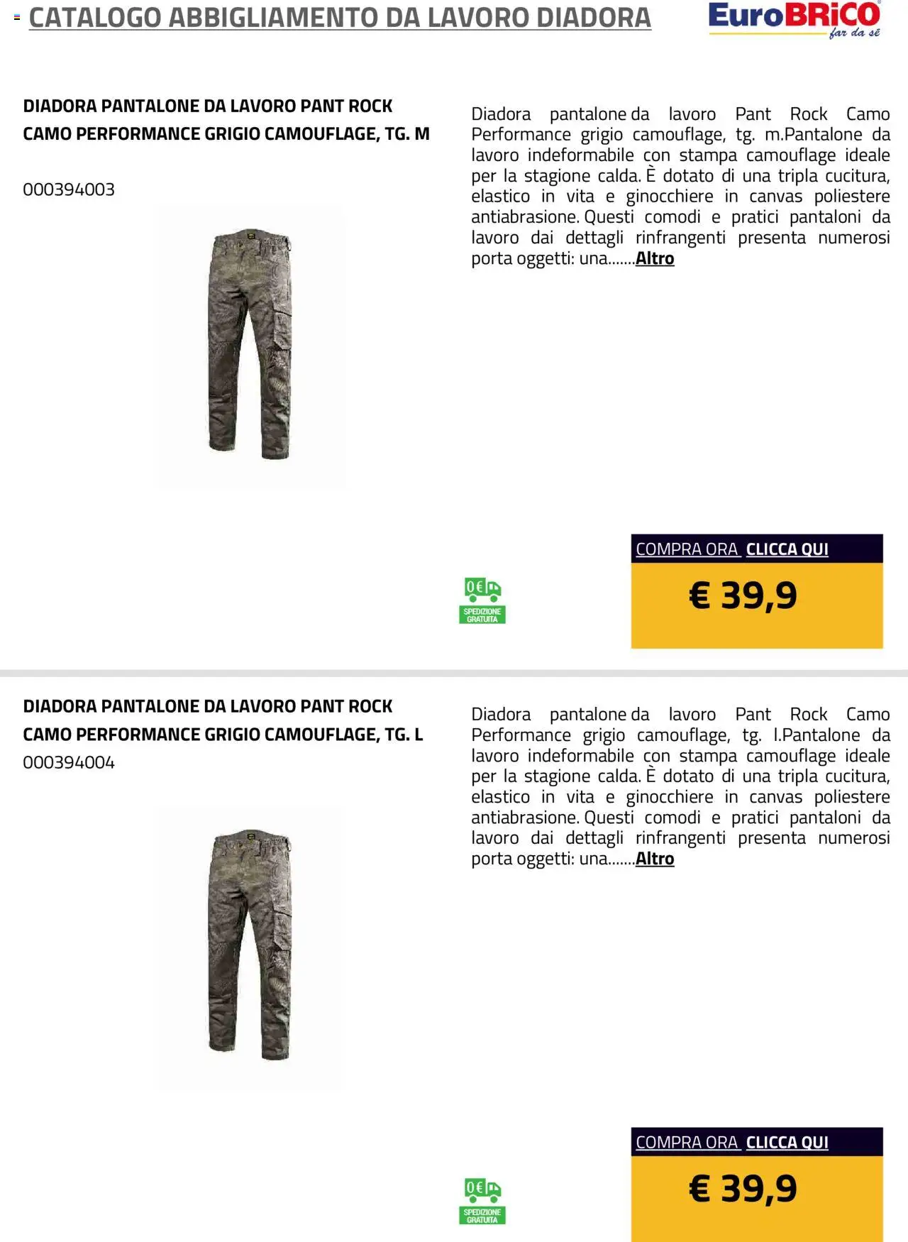 Volantino Eurobrico del 23.07.2025 | Pagina: 21 | Prodotti: Pantaloni, Stampa