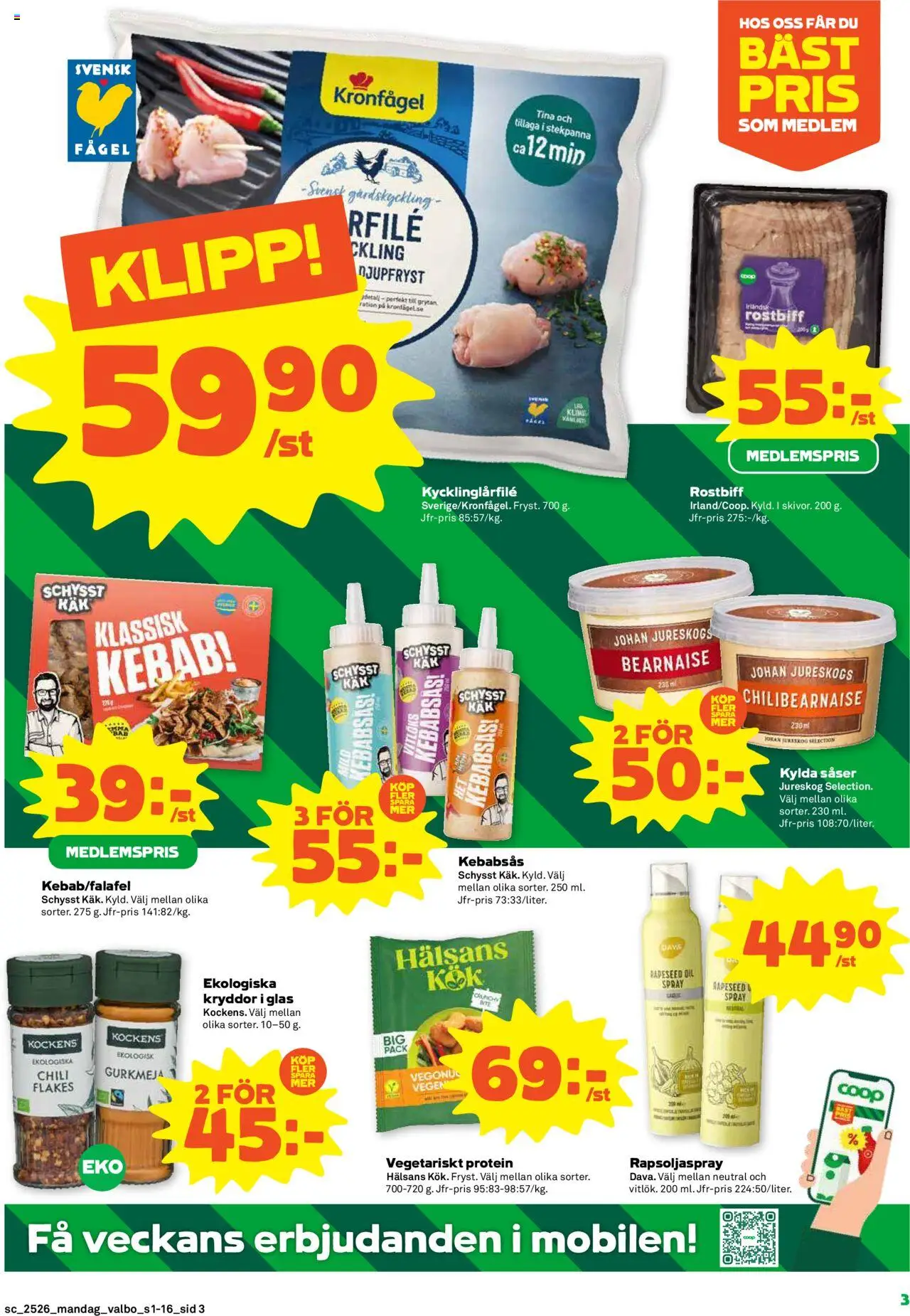 Stora Coop reklamblad aktuell från 23.06.2025 | Sida: 3 | Produkter: Kebabsås, Chili, Stekpanna