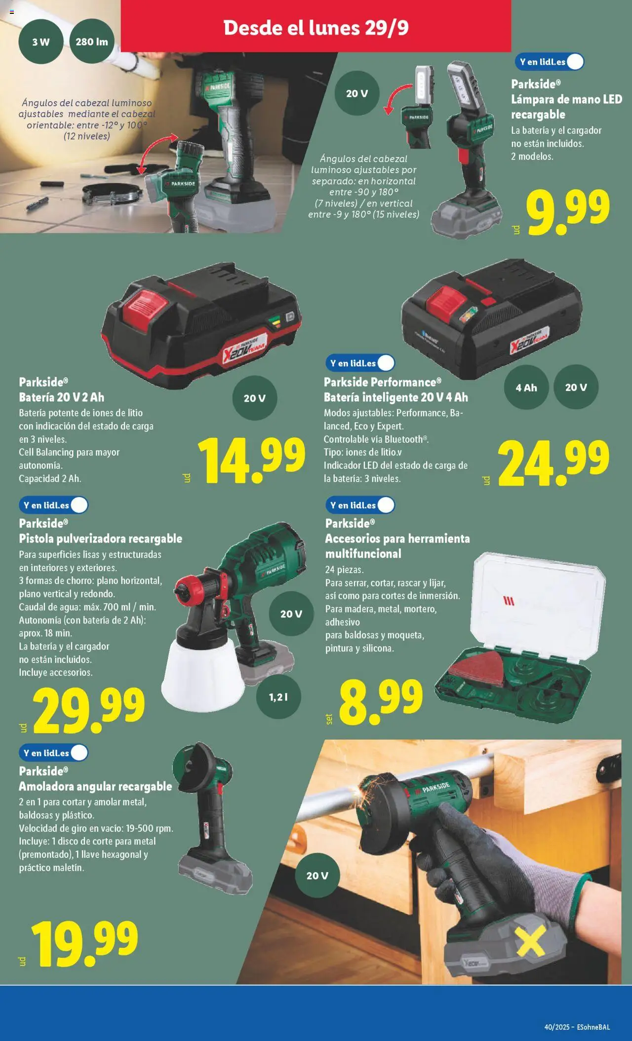 Lidl folleto de bazar │ válido desde el 29.09.2025 | Página: 9 | Productos: Disco, Batería, Lámpara