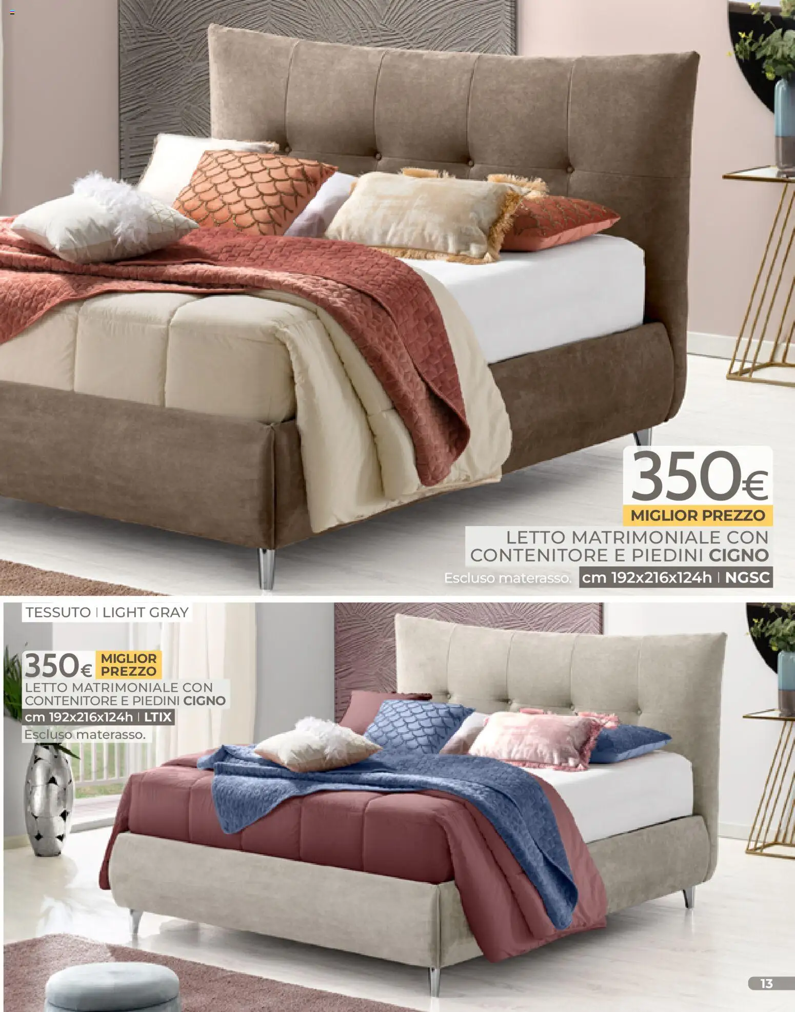 Volantino Mondo Convenienza del 04.01.2026 | Pagina: 13 | Prodotti: Letto matrimoniale, Contenitore, Letto, Materasso