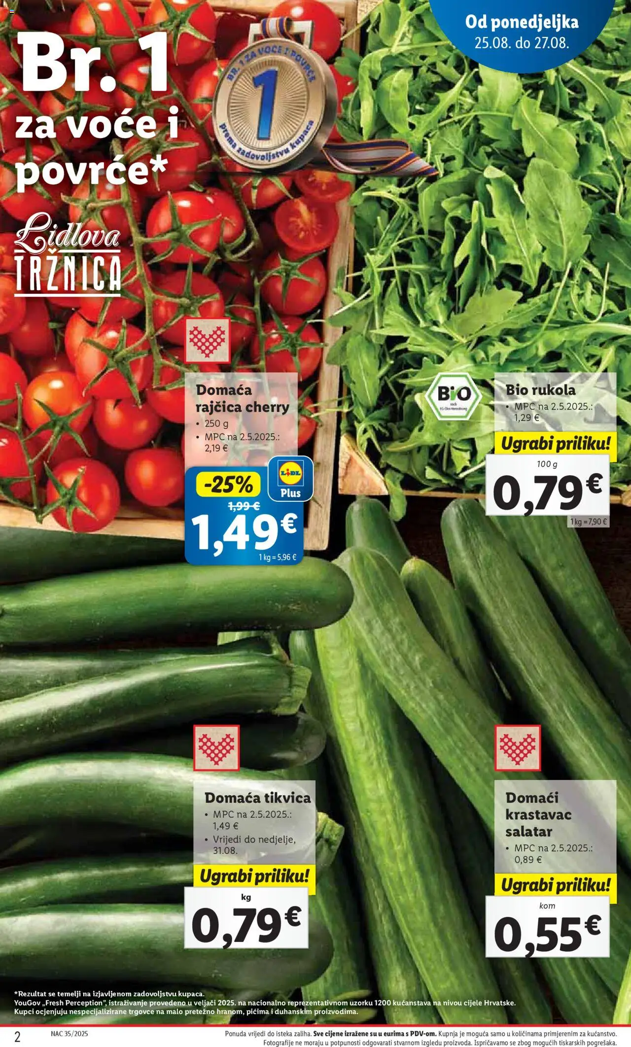 Lidl katalog | vrijedi od 25.08.2025 | Stranica: 2 | Proizvodi: Krastavac, Voće, Rajčica