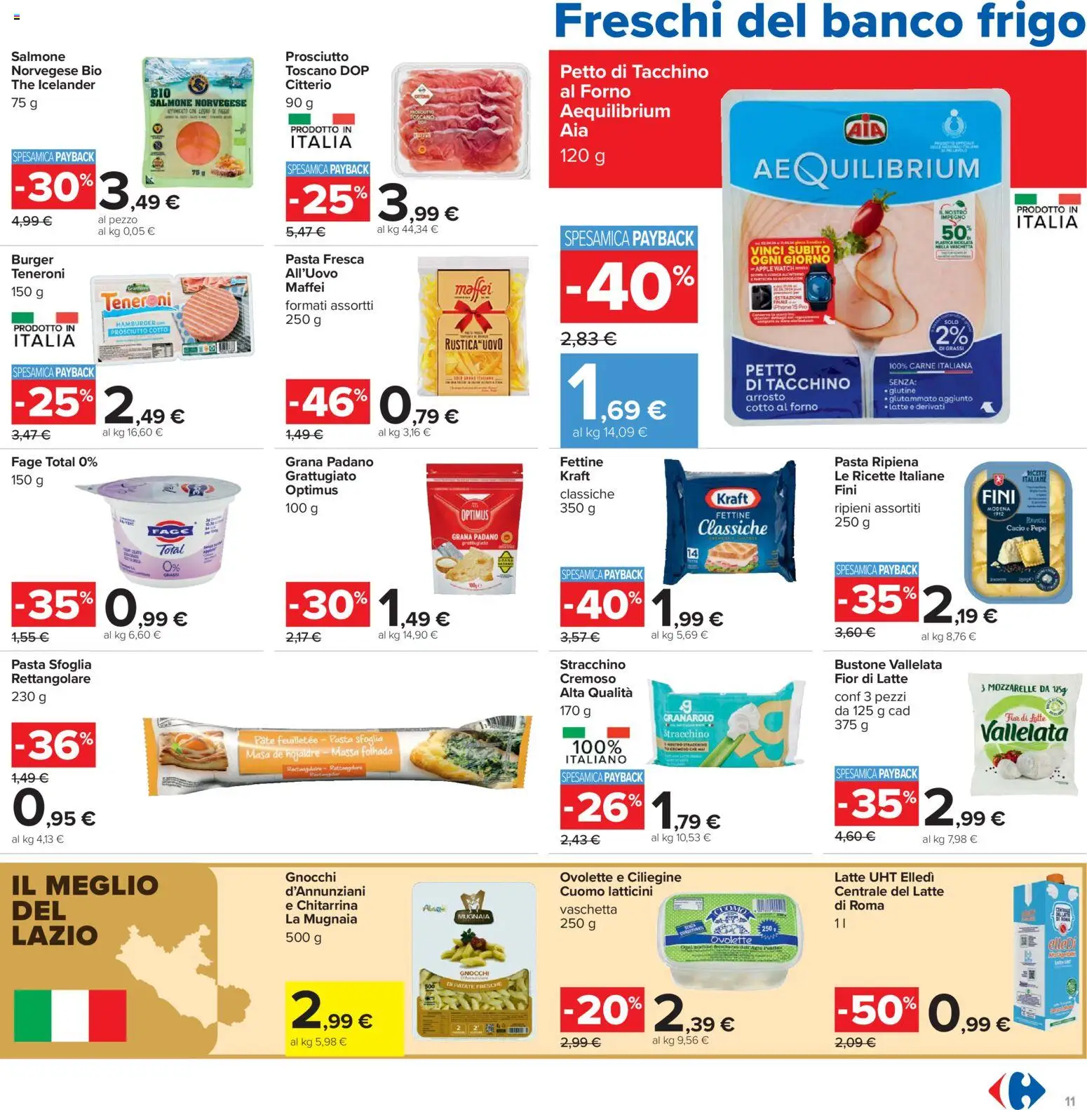 Volantino Carrefour del 21.04.2026 | Pagina: 11 | Prodotti: Tacchino, Grana Padano, Forno, Apple Watch