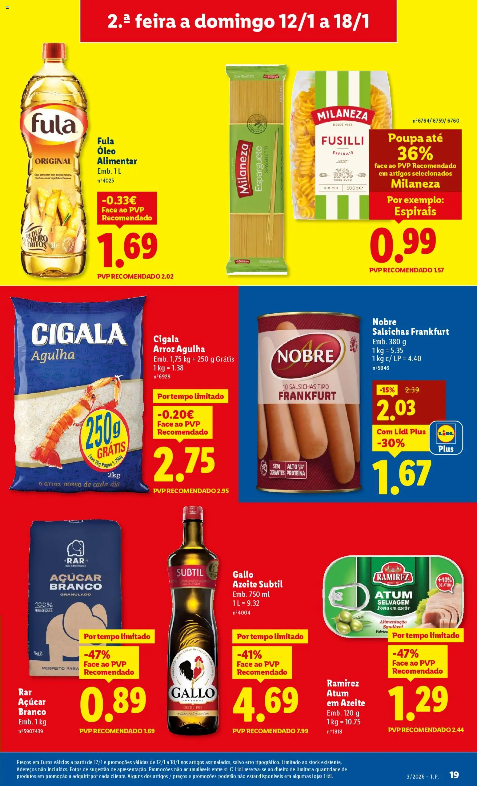 Lidl folheto │ válido de 12.01.2026 | Página: 19 | Produtos: Milaneza, Pimenta, Óleo, Arroz