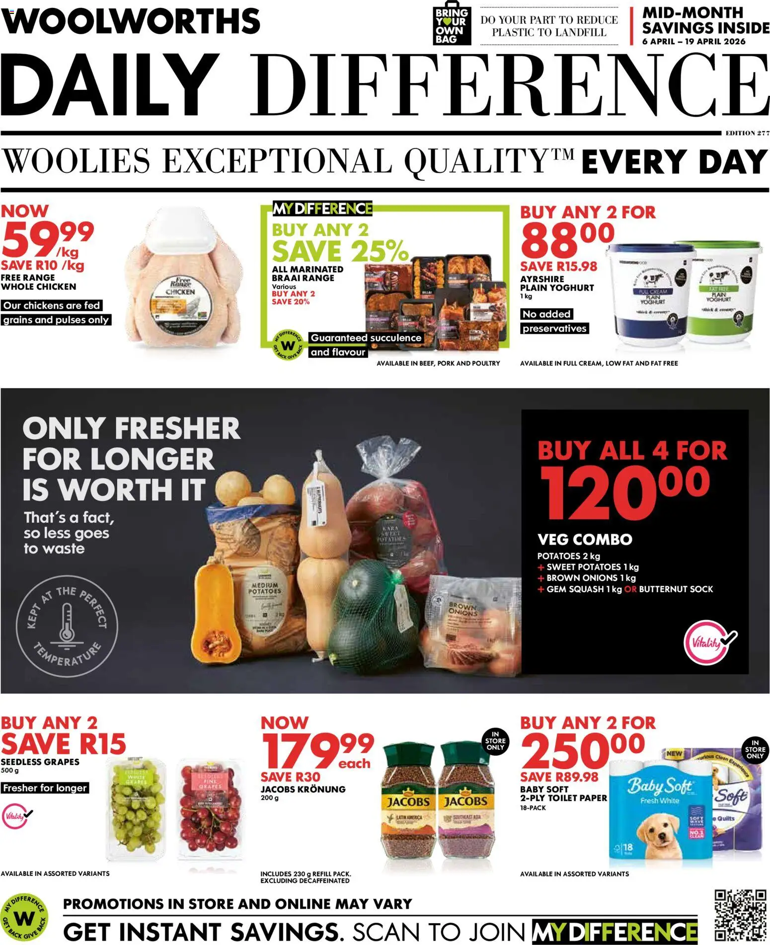 New Woolworths catalogue – valid from 06.04.2026 | Page: 1 | Products: Pork, Desmaquilante, Cream, Paper