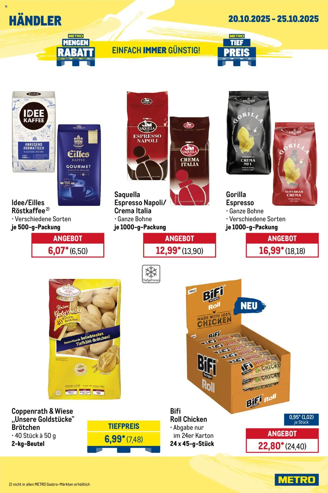 Metro  Wochen-Angebote Händler – gültig ab 20.10.2025 | Seite: 9 | Produkte: Idee kaffee, Kaffee, Bifi