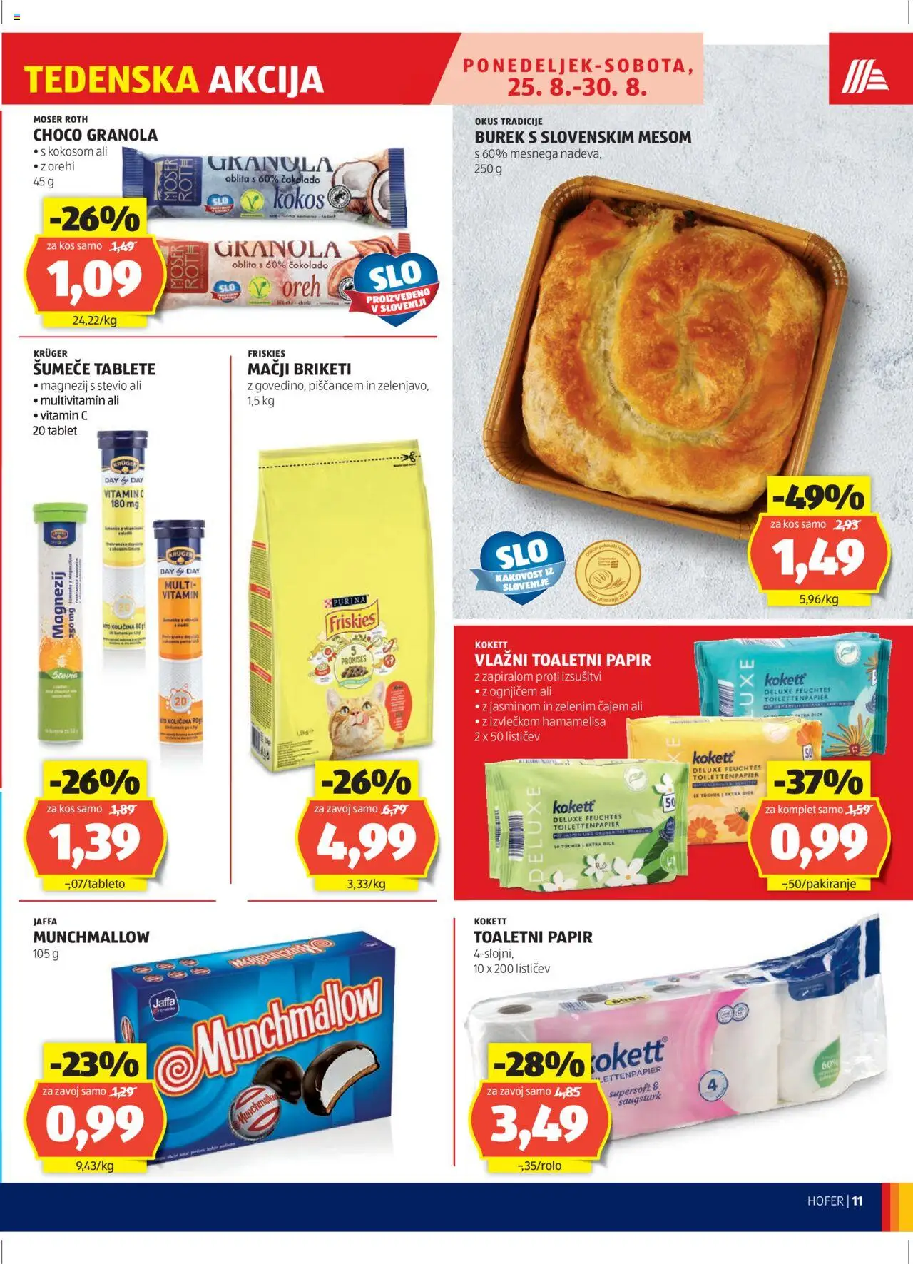 Hofer SI katalog | vrijedi od 21.08.2025 | Stranica: 11 | Proizvodi: Tablet, Toaletni papir, Burek, Šumeće tablete