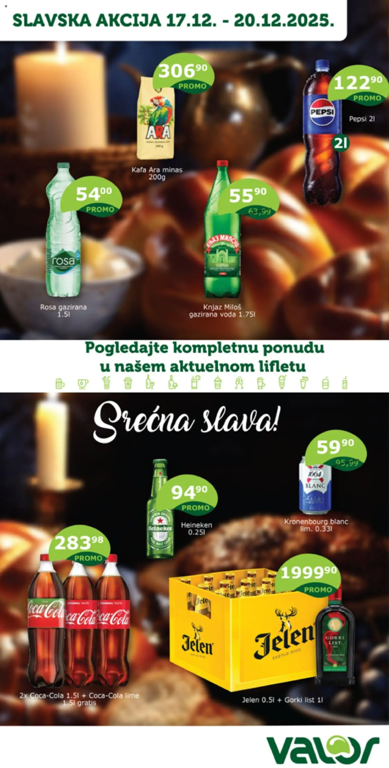 Valor katalog - važi od 17.12.2025 | Strana: 1 | Proizvode: Coca Cola, Heineken, Voda, Pivo