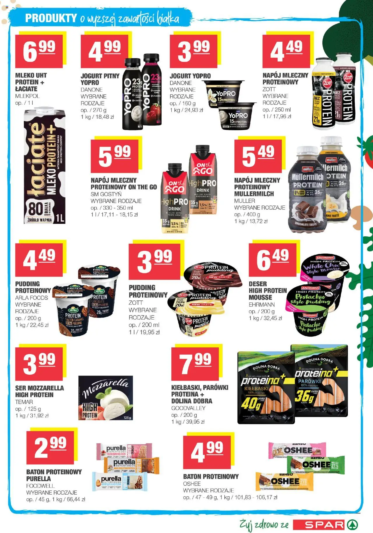 Spar Gazetka - Żyj zdrowo od 10.09.2025 | Strona: 5 | Produkty: Kiełbaski, Ser, Jogurt, Mozzarella