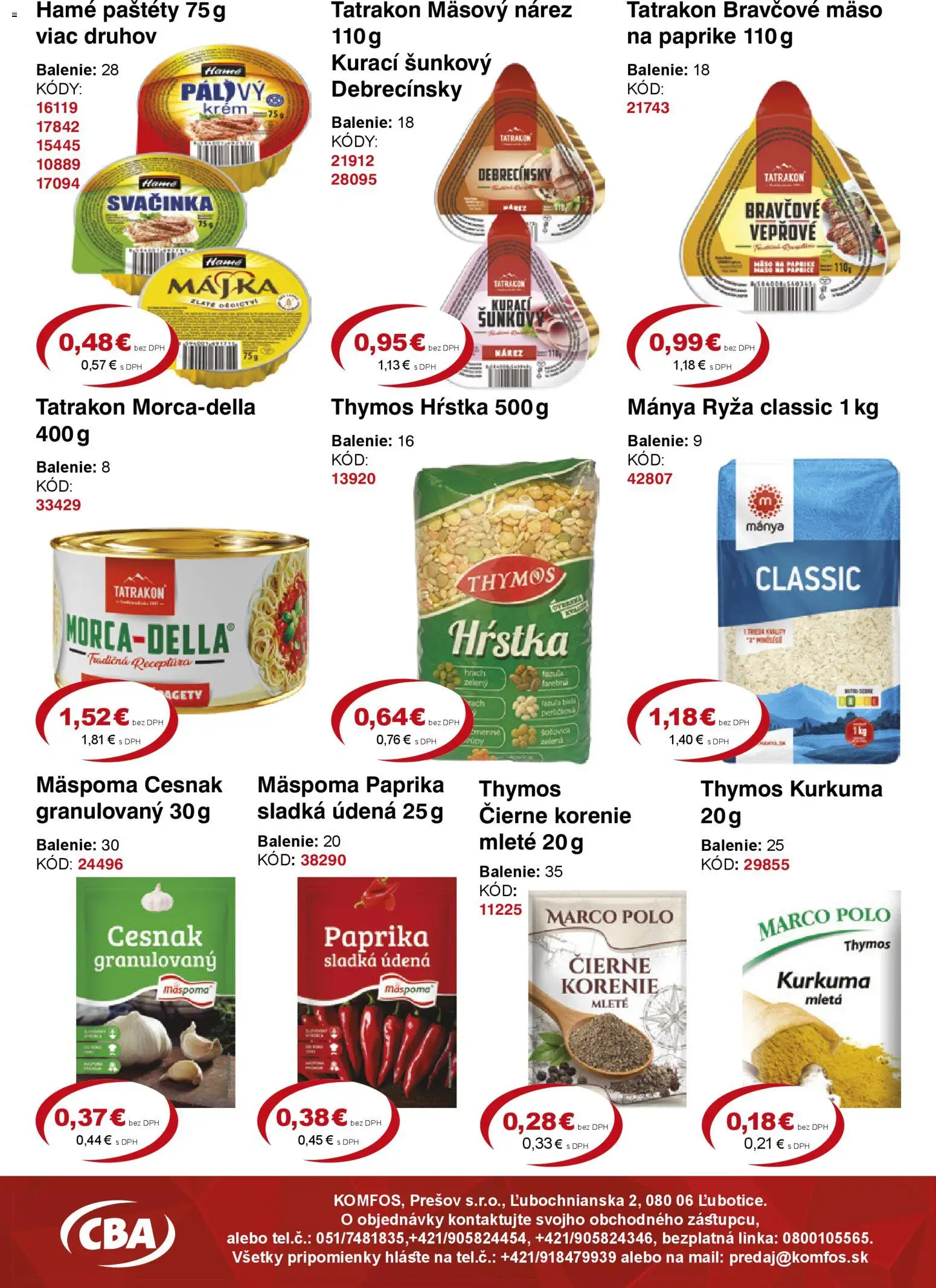 Nové CBA Komfos akcie – leták je platný od 23.01.2026 | Strana: 5 | Produkty: Čierne korenie, Krém, Korenie, Kurkuma