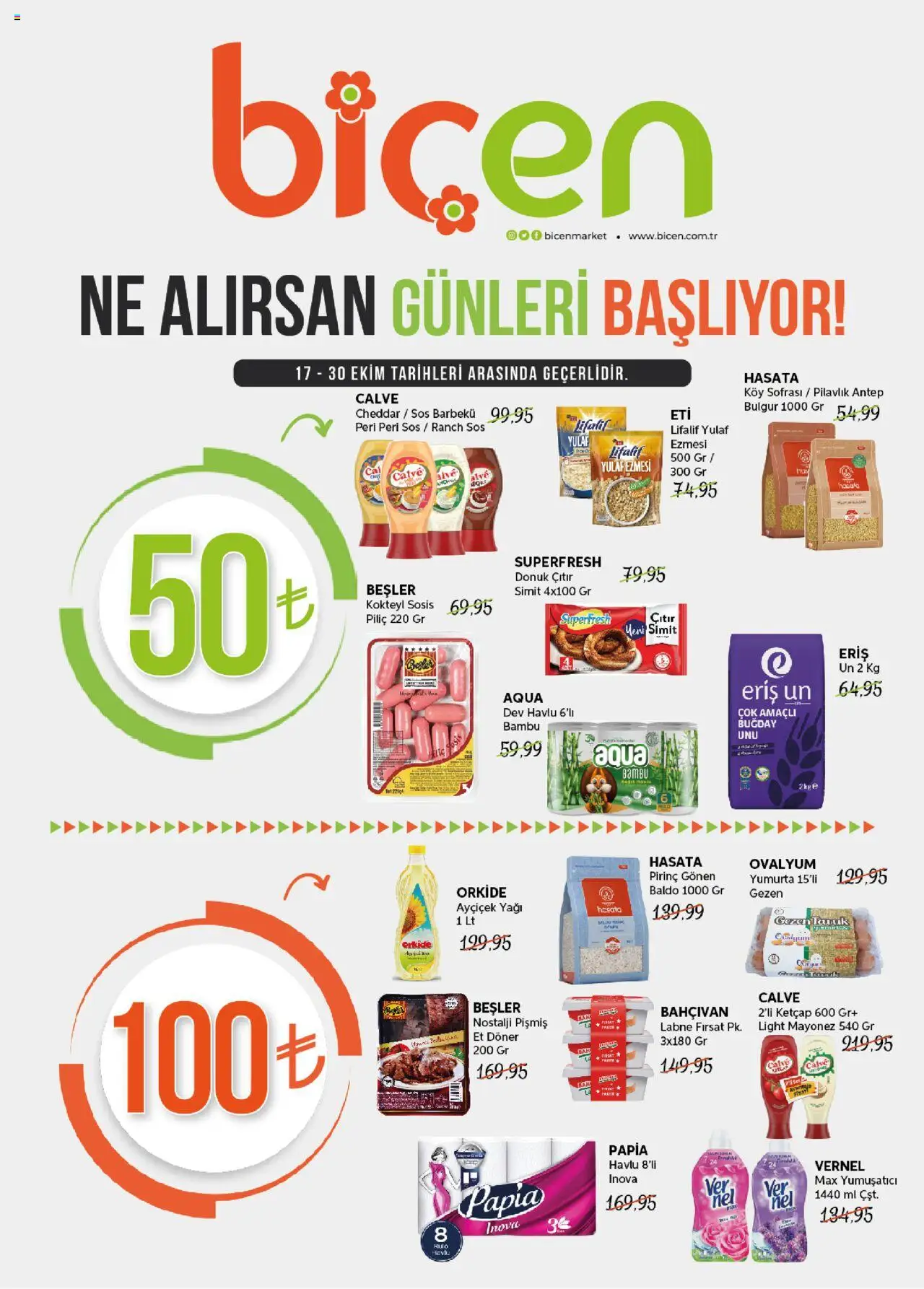 Biçen Market Katalog - 17.10.2025 tarihinden itibaren geçerlidir | Sayfa: 1 | Ürünler: Ranch sos, Yumuşatıcı, Mayonez, Yulaf