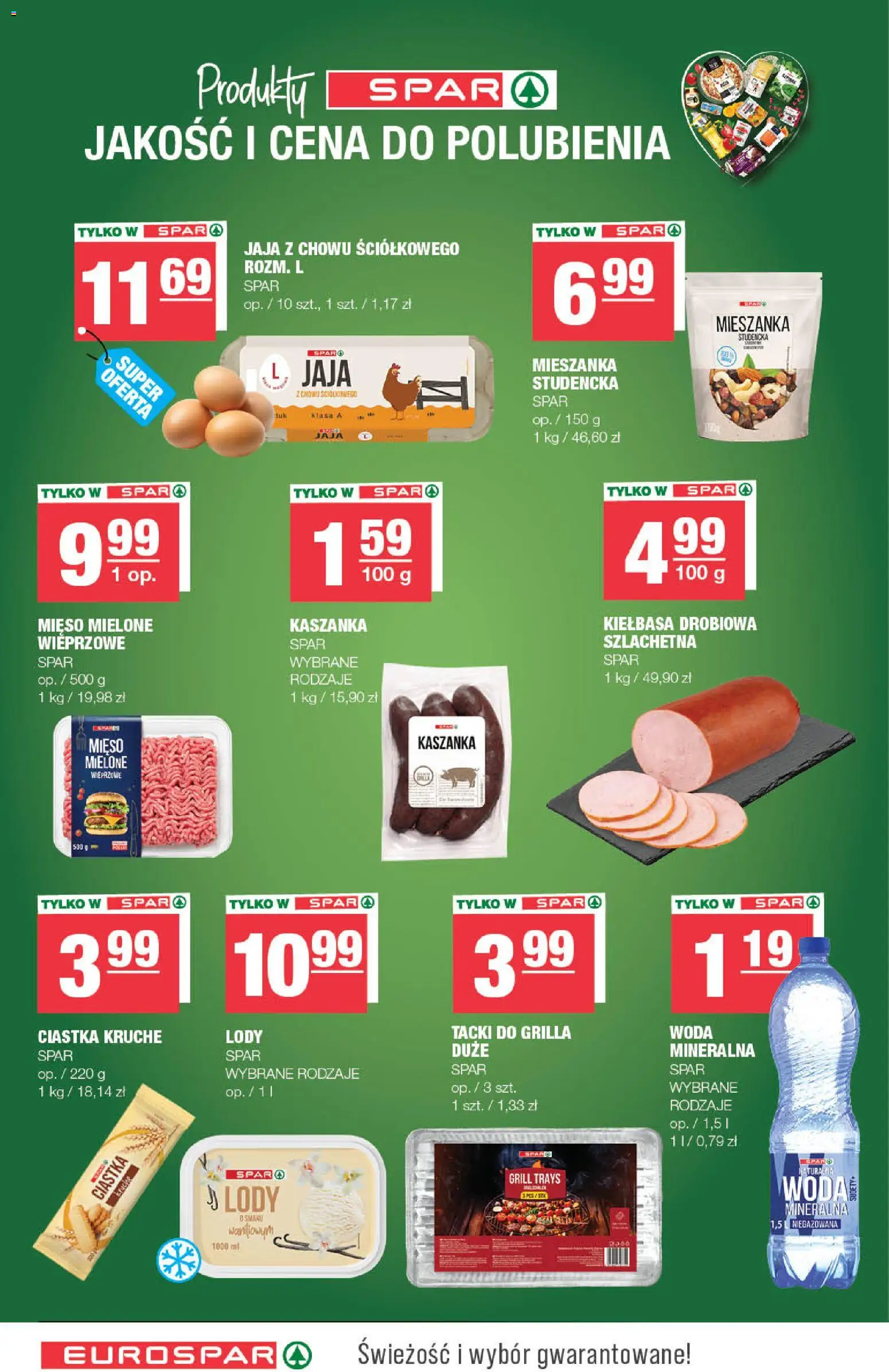 Spar gazetka - Eurospar od 08.04.2026 | Strona: 10 | Produkty: Kiełbasa, Ciastka, Woda, Jaja