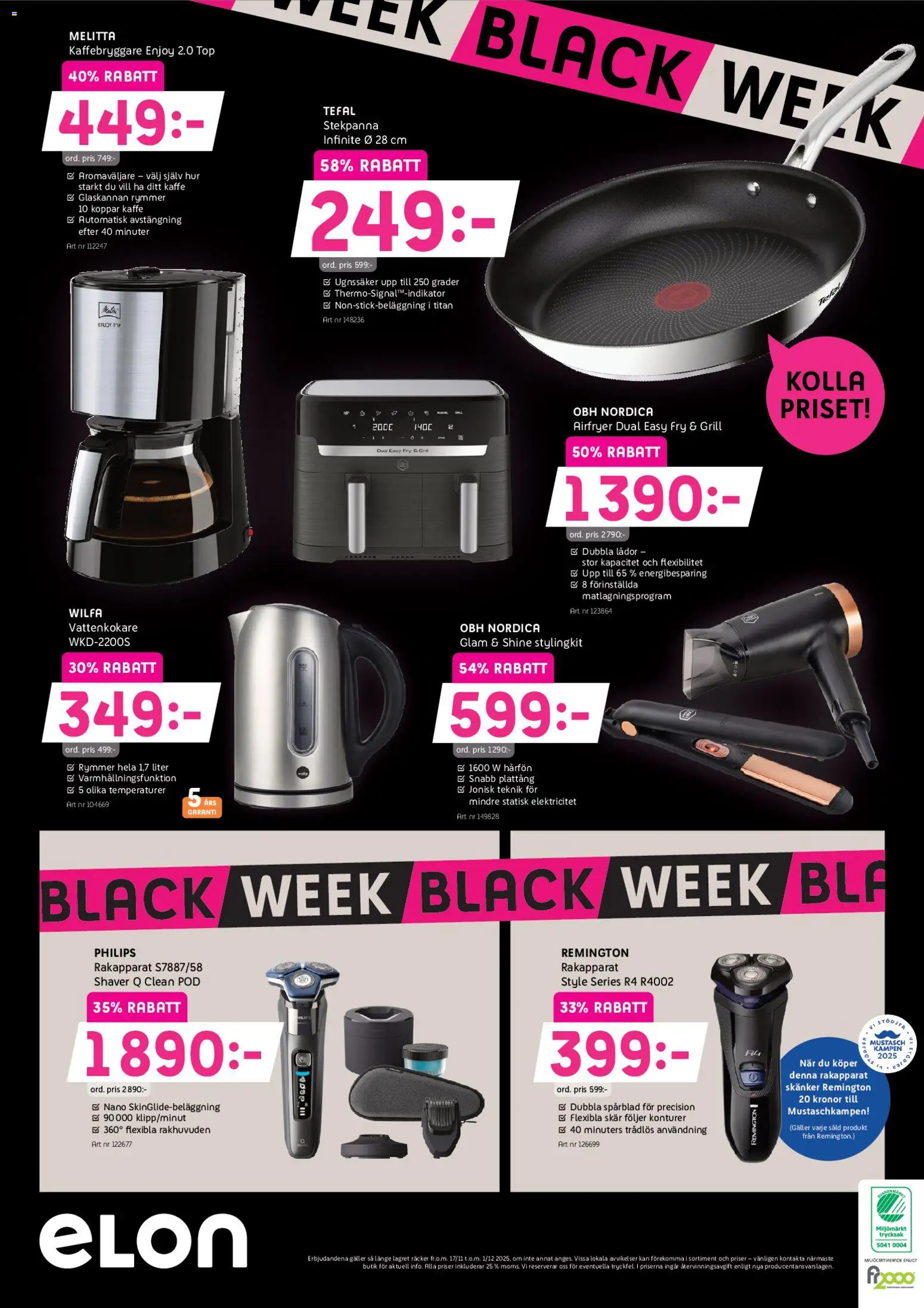 Elon reklamblad aktuell från 17.11.2025 | Sida: 4 | Produkter: Grill, Vattenkokare, Rakapparat, Stekpanna