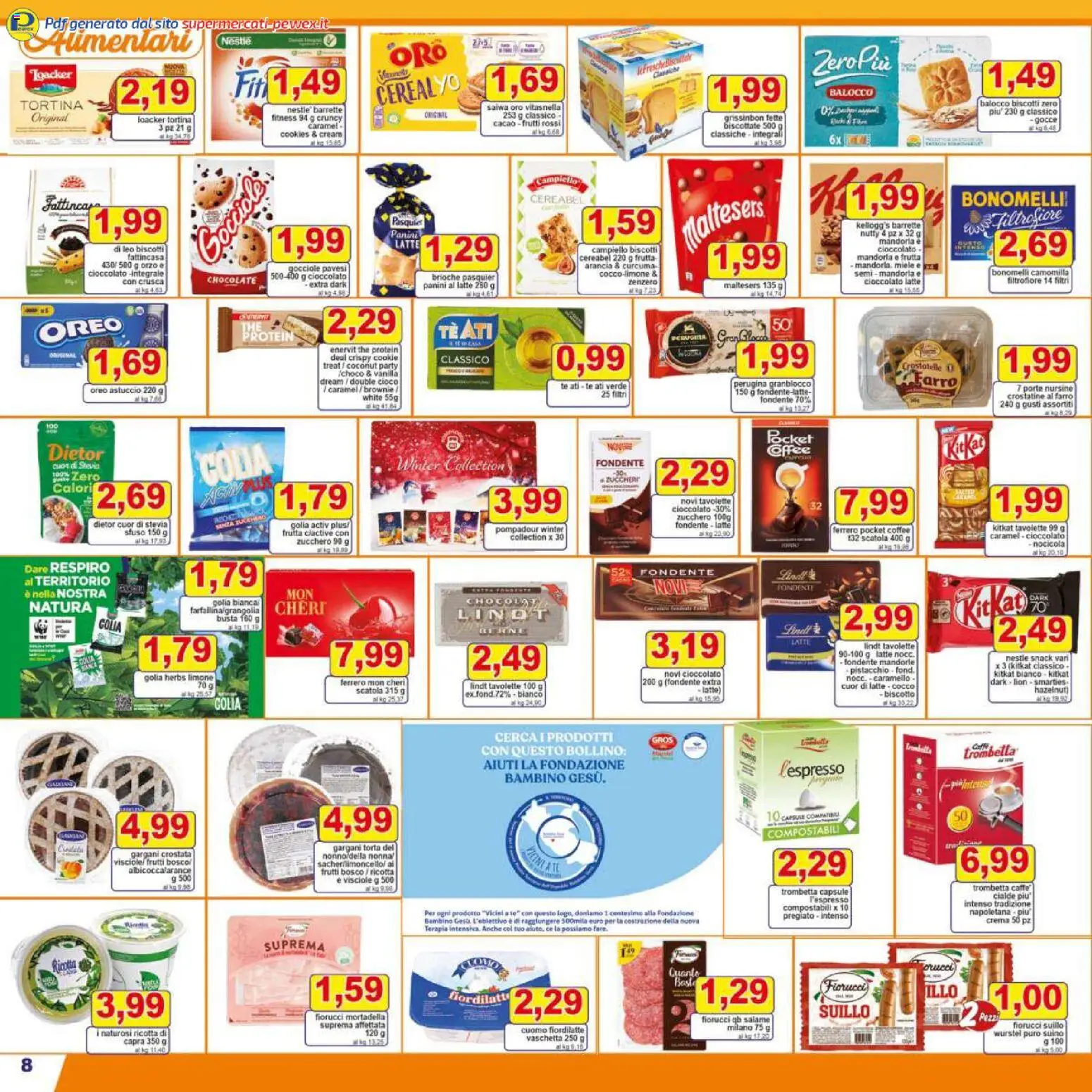 Volantino Pewex del 27.11.2025 | Pagina: 8 | Prodotti: Frutta, Mandorle, The, Mortadella